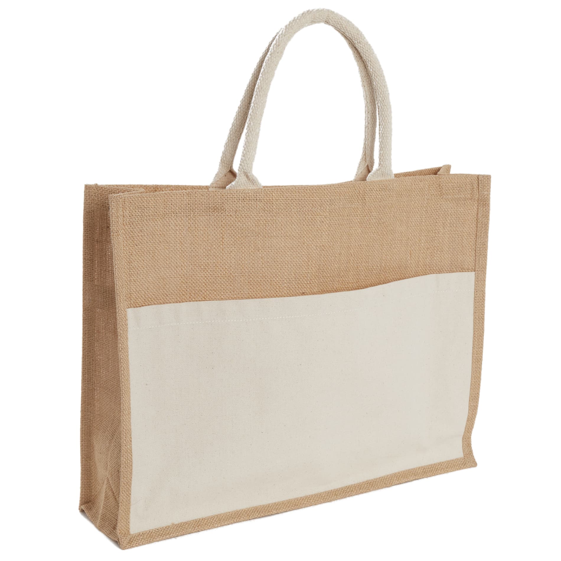 Jute Shopper Tote with Recycled Cotton Pocket, custom tote bag with logo imprint 57