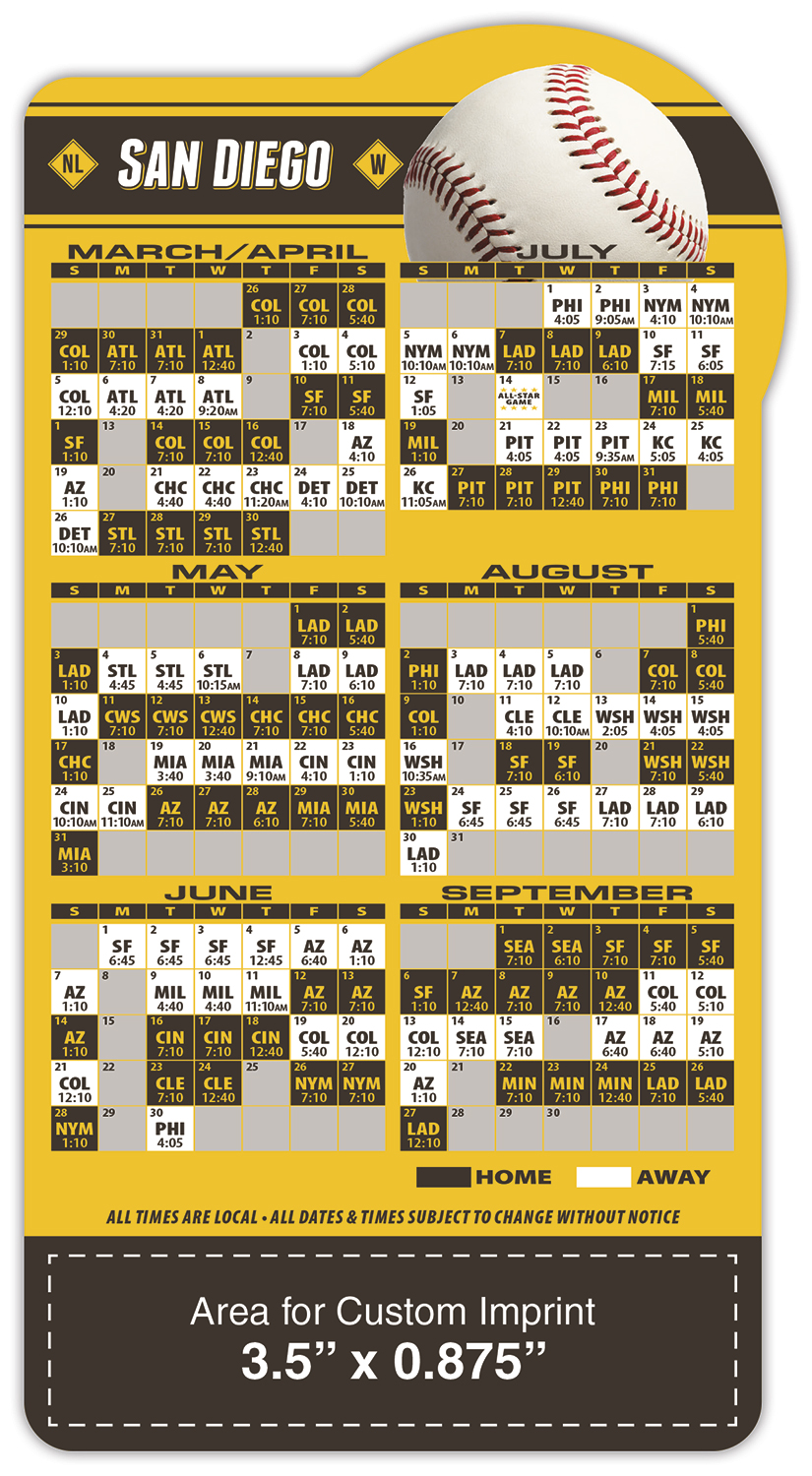 Magnet Sport Schedules - Baseball Shape (3.875x7.25) - 25 mil. 1
