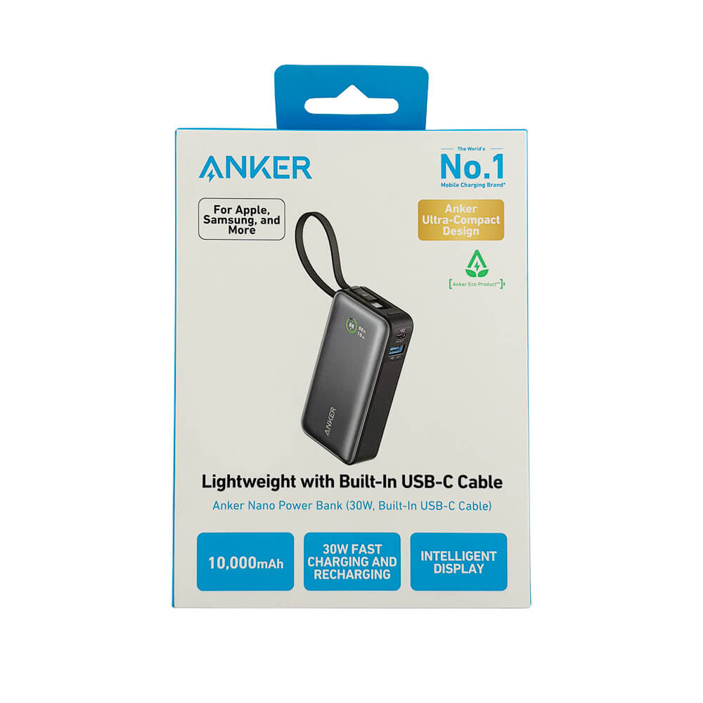 Nano Power Bank 30W Built-In USB-C Cable