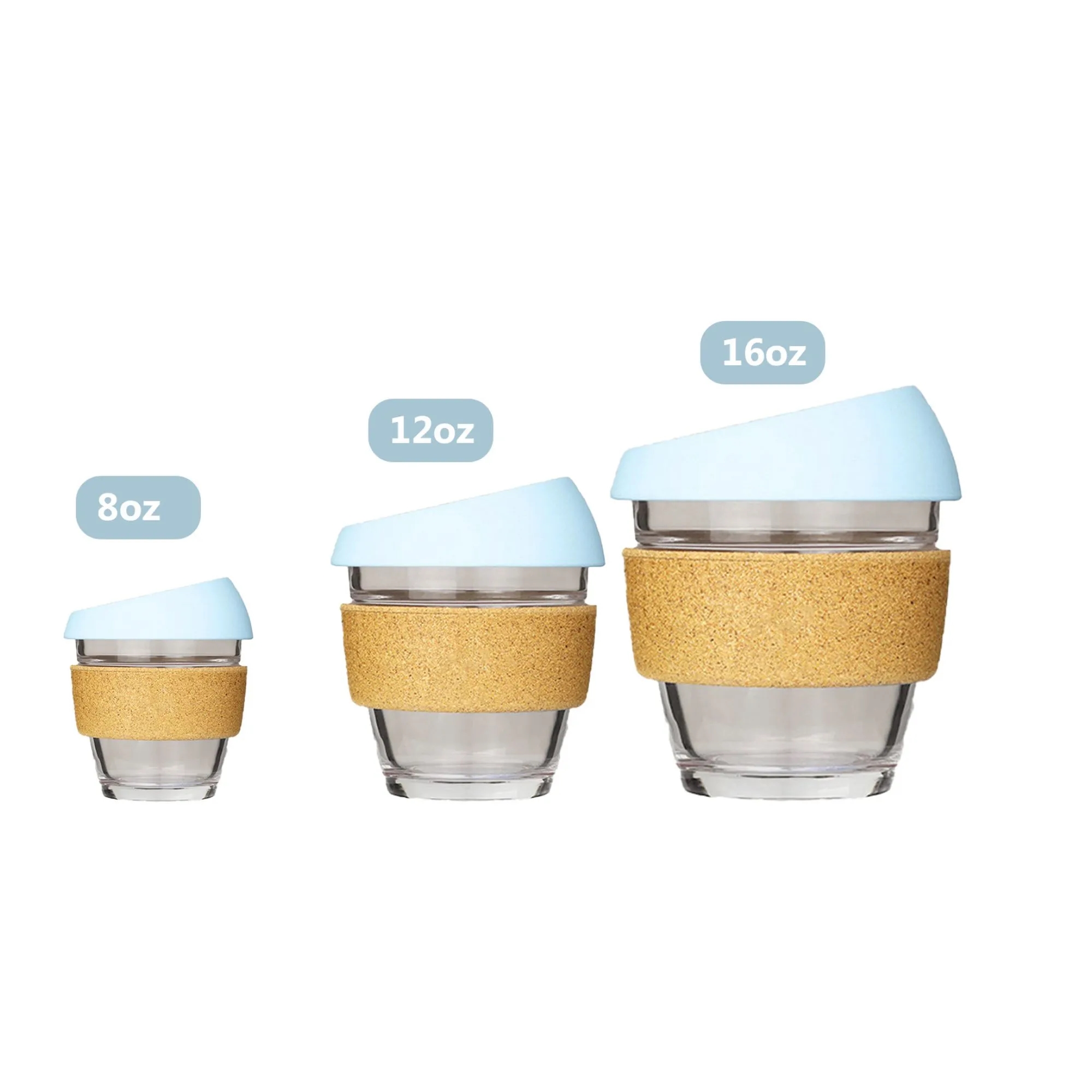 Cork Silicone Insulated Glass Coffee Cup 8oz/12OZ 12