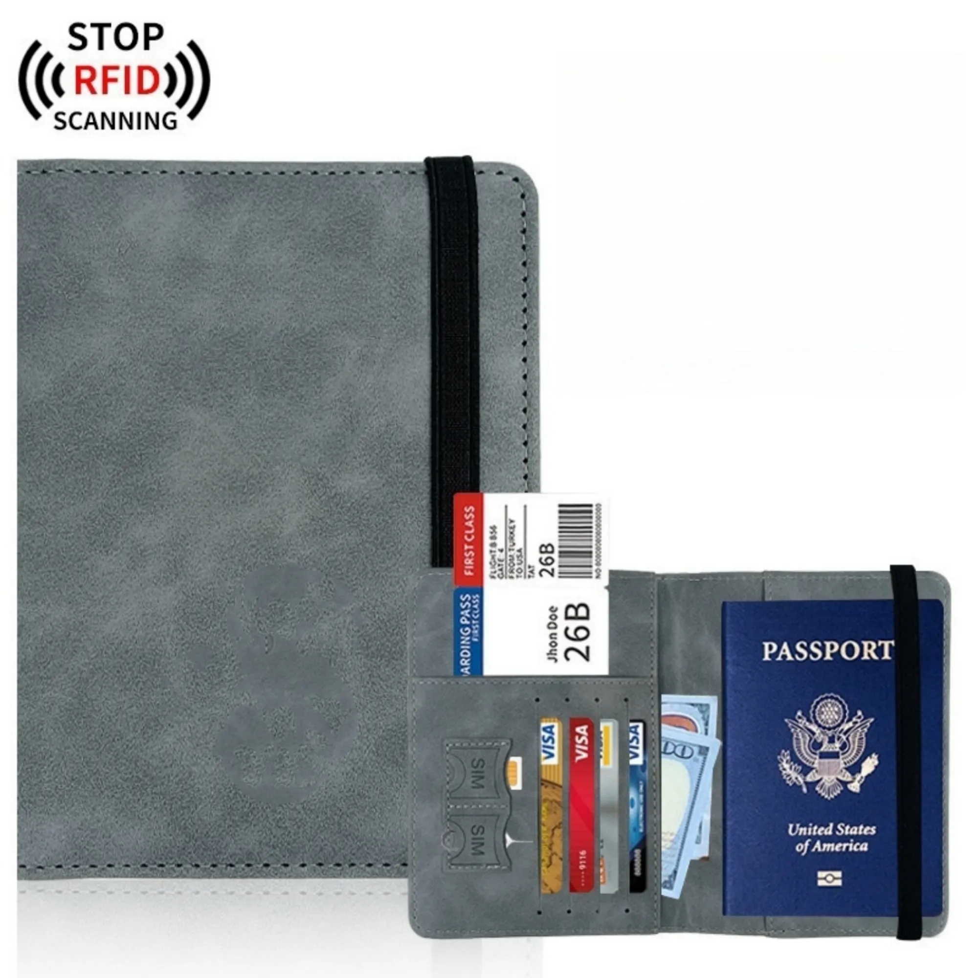 RFID-Blocking PU Leather Passport Holder 2