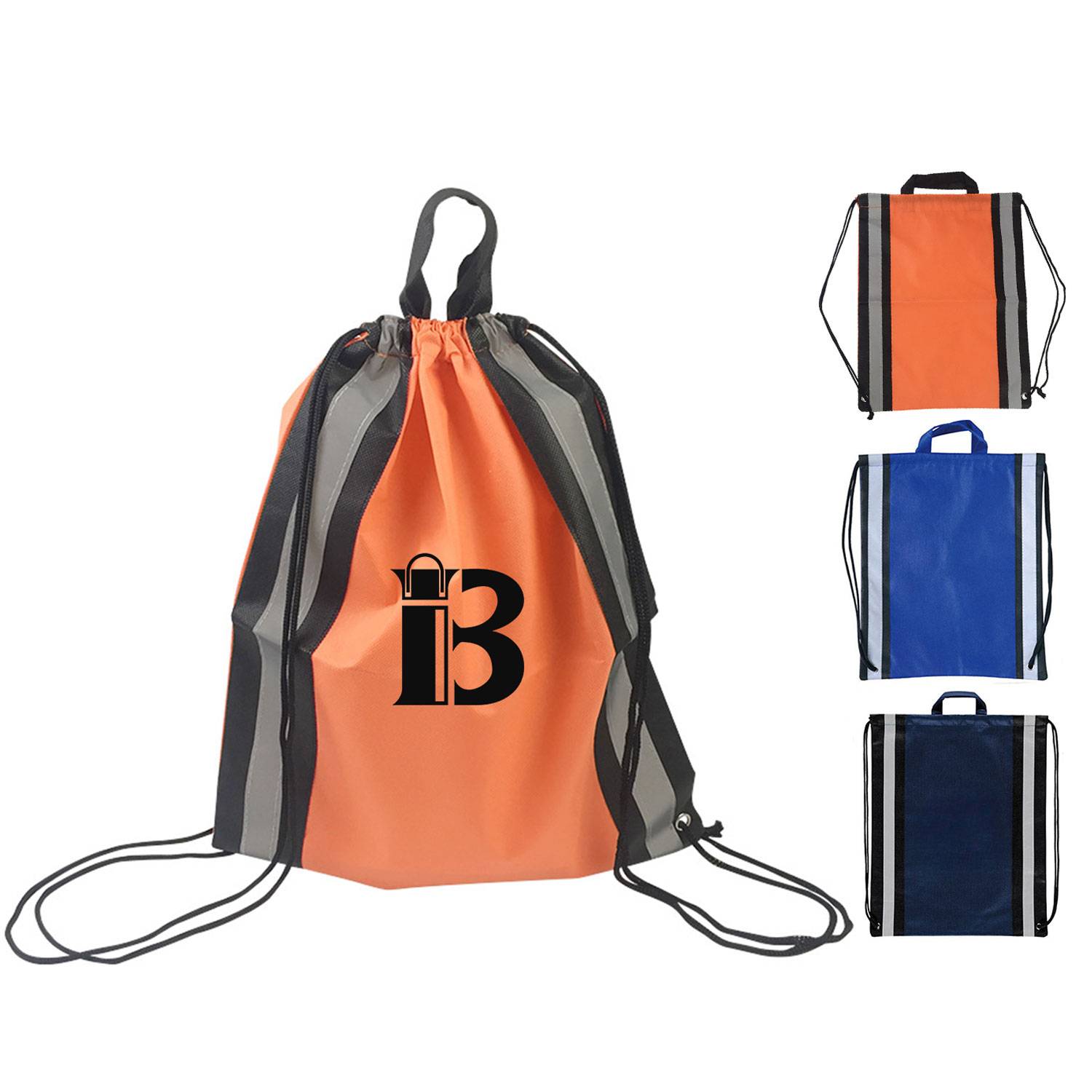 Reflective Custom polyester gym sport Drawstring Backpack 23