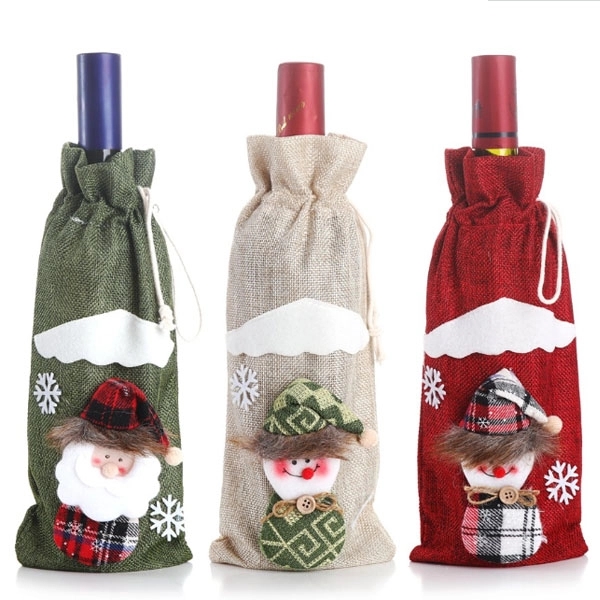 Christmas Snowman Santa Wine Bottle Cover Bag 6