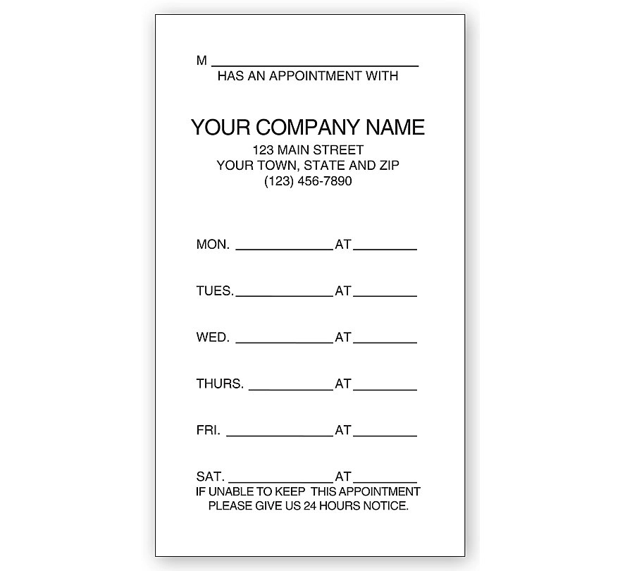 Appointment Cards, One-sided, Imprinted 2