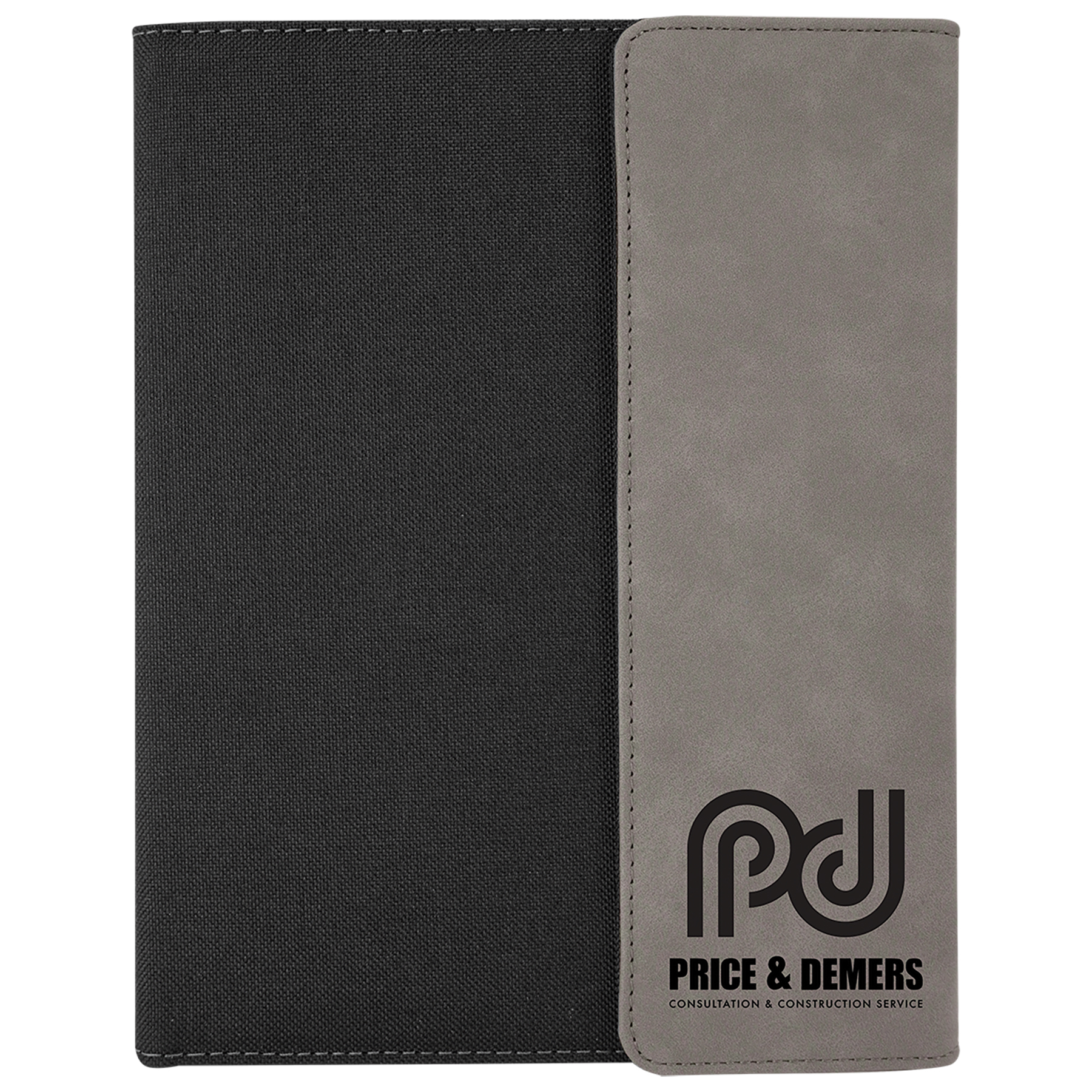 7" x 9" Gray Leatherette & Black Canvas Portfolio 3