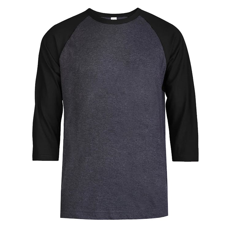 Men's 3/4 Sleeve Baseball T-Shirts - Small Black/Charcoal 1
