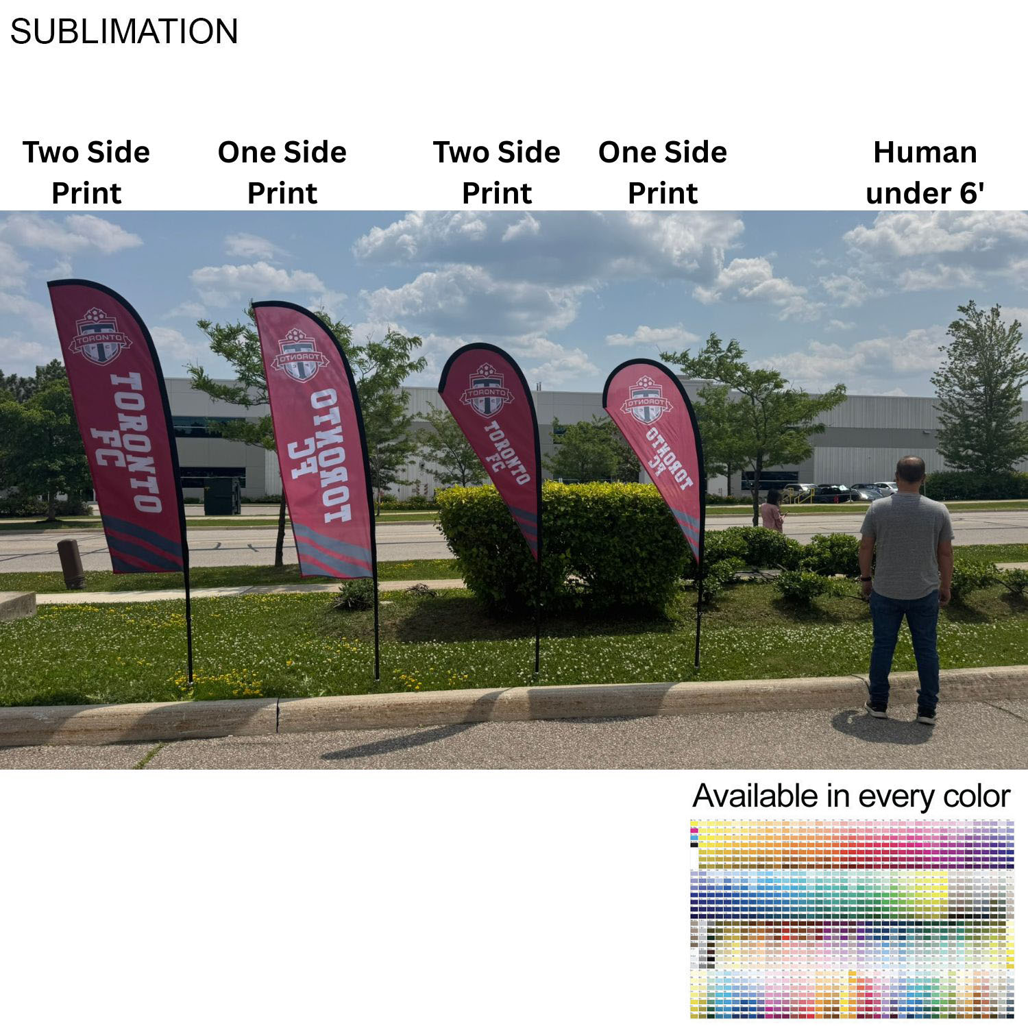 8.5' X-Small Feather Flag Kit, Full Color Graphics One Side, Outdoor Spike base and Bag Included 4