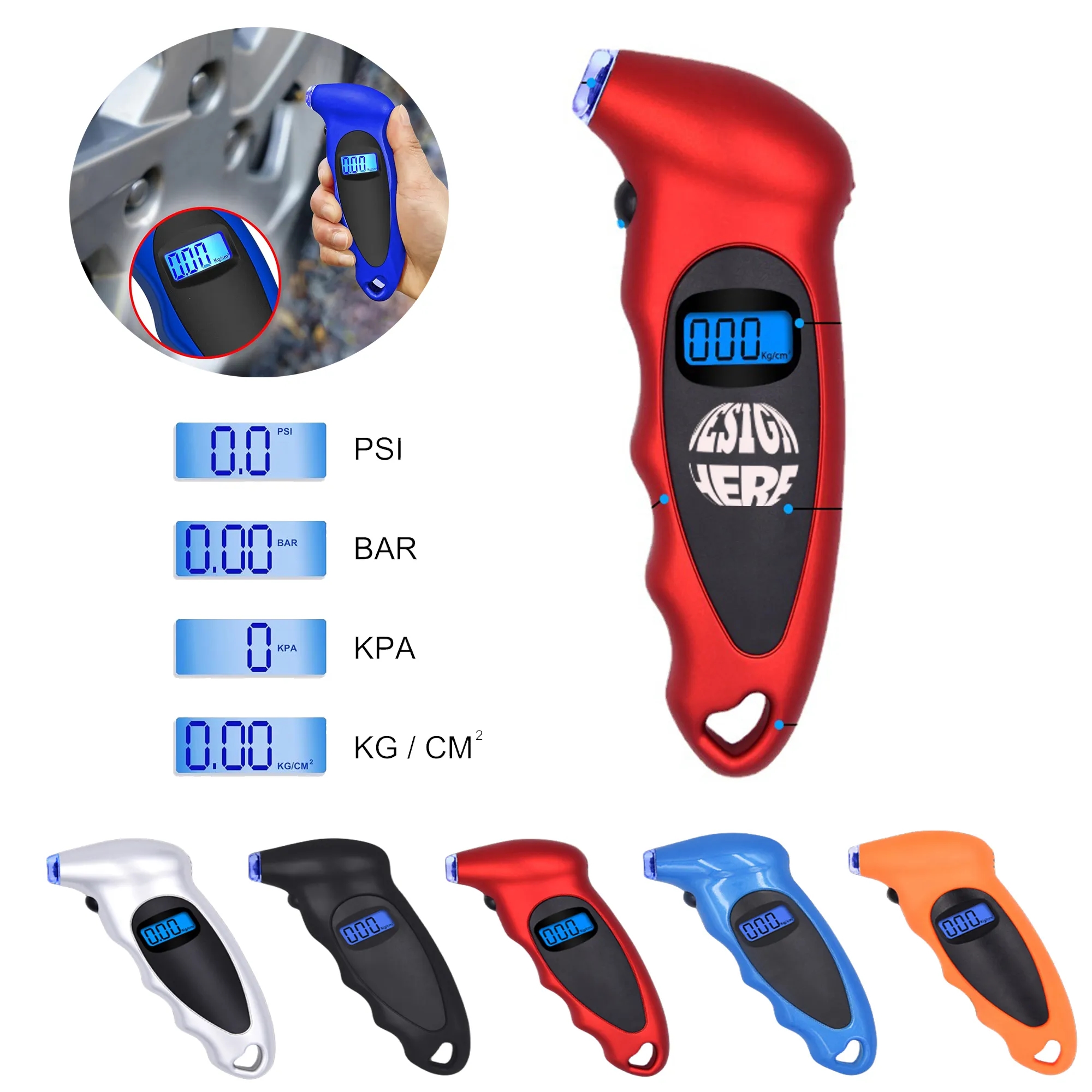 Auto Digital Tire Pressure Gauge 150 PSI 4 Settings 3