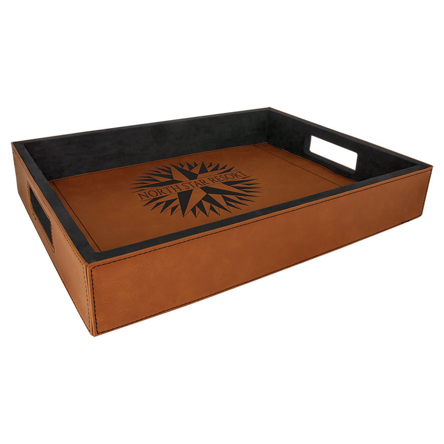 16" x 12" Rawhide Leatherette Serving Tray 2