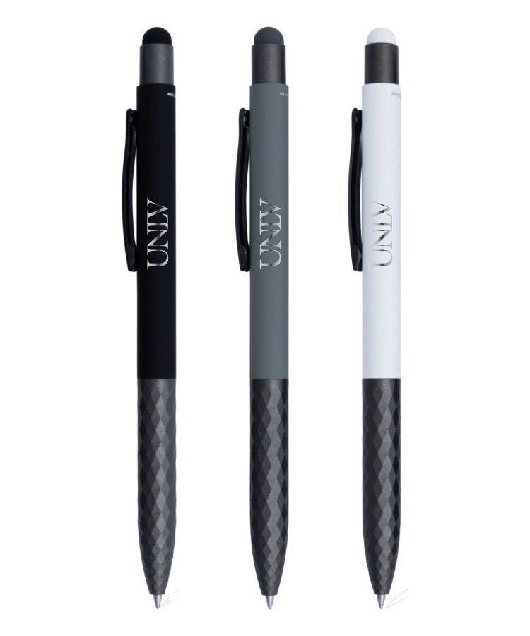 Union Printed - Geometric Stylus Satin Soft Touch Gel Click Recycled Aluminum Pen 5