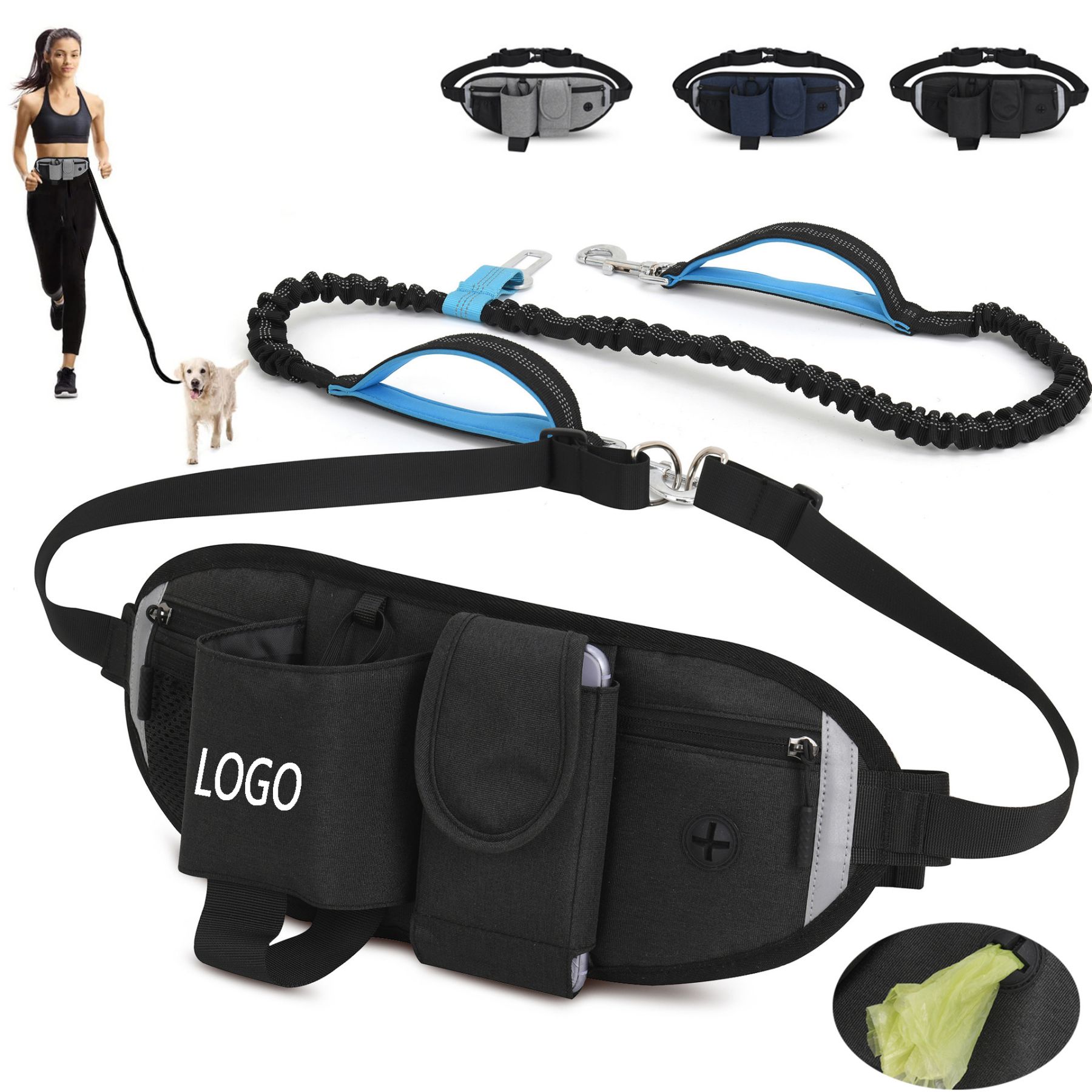 Fanny Pack With Dog Running Leash 2