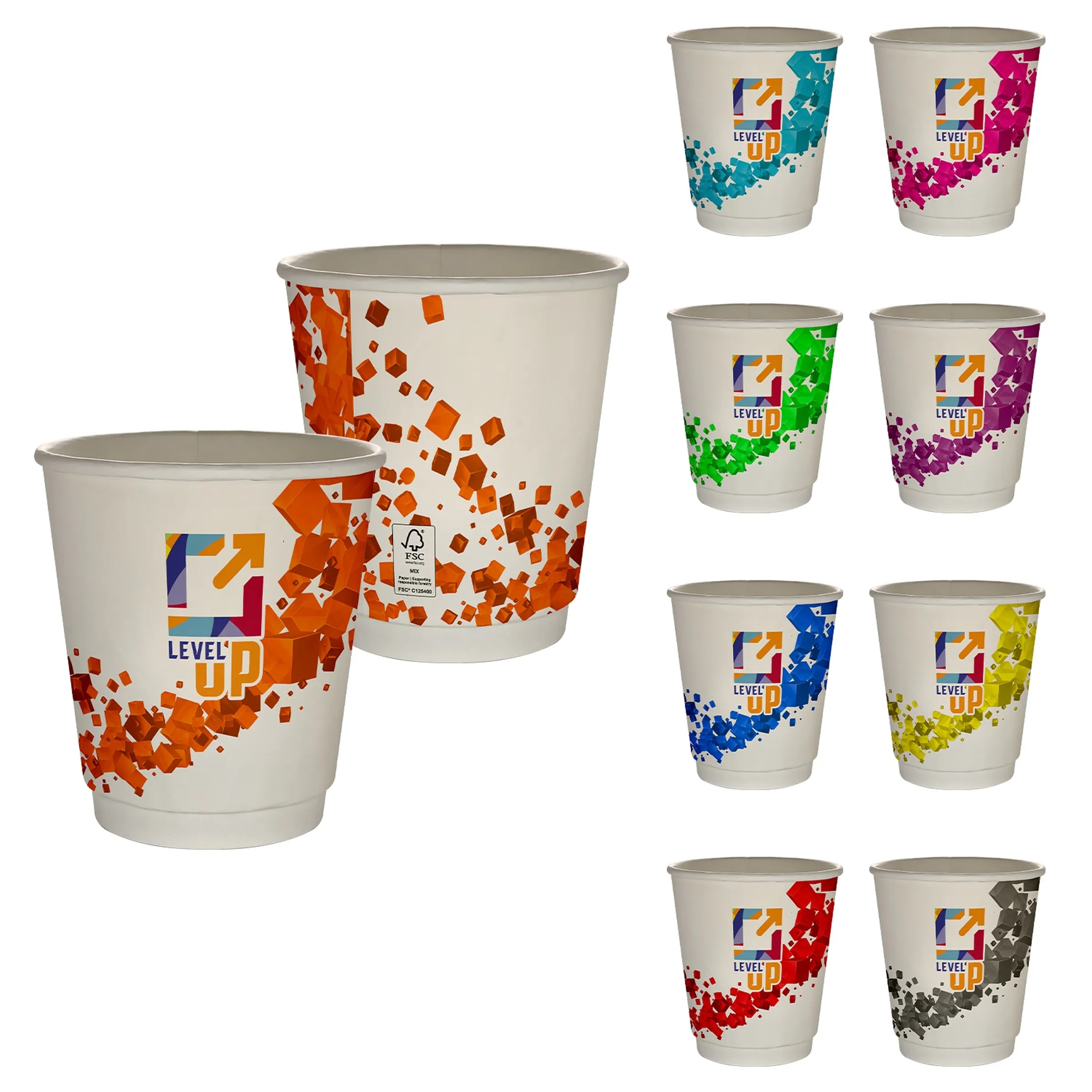 10 oz Full Color Floating Cubes Insulated Paper Cup