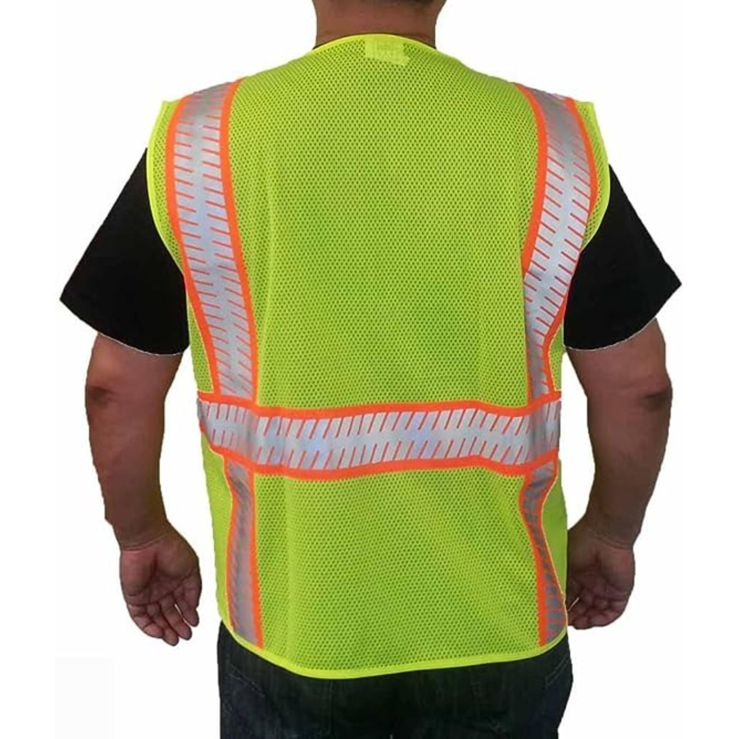 Recycled Class 2 Segmented Safety Zipper Vest W/ 4 Pockets & Dual Mic Tabs 2