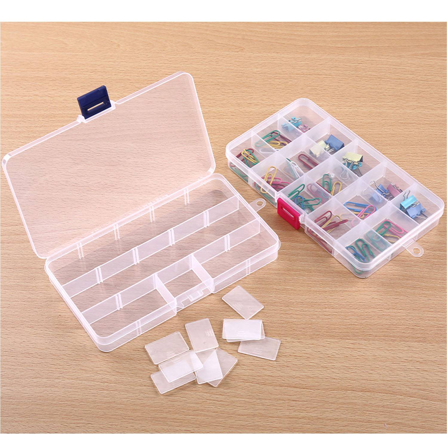 Clear Plastic Removable Grid Storage Box 8