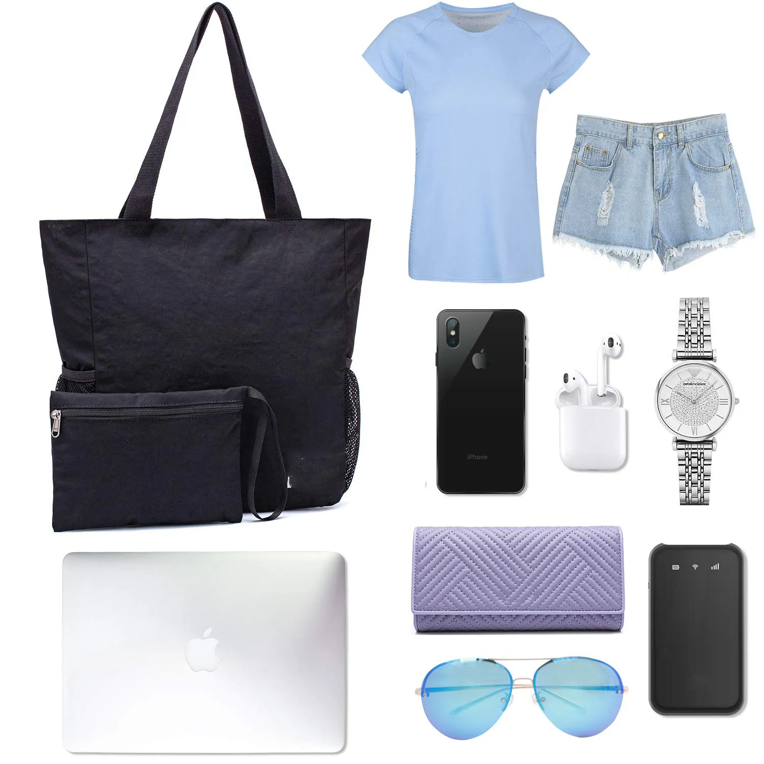 Large Capacity Foldable Tote Bag, custom tote bag with logo imprint 5