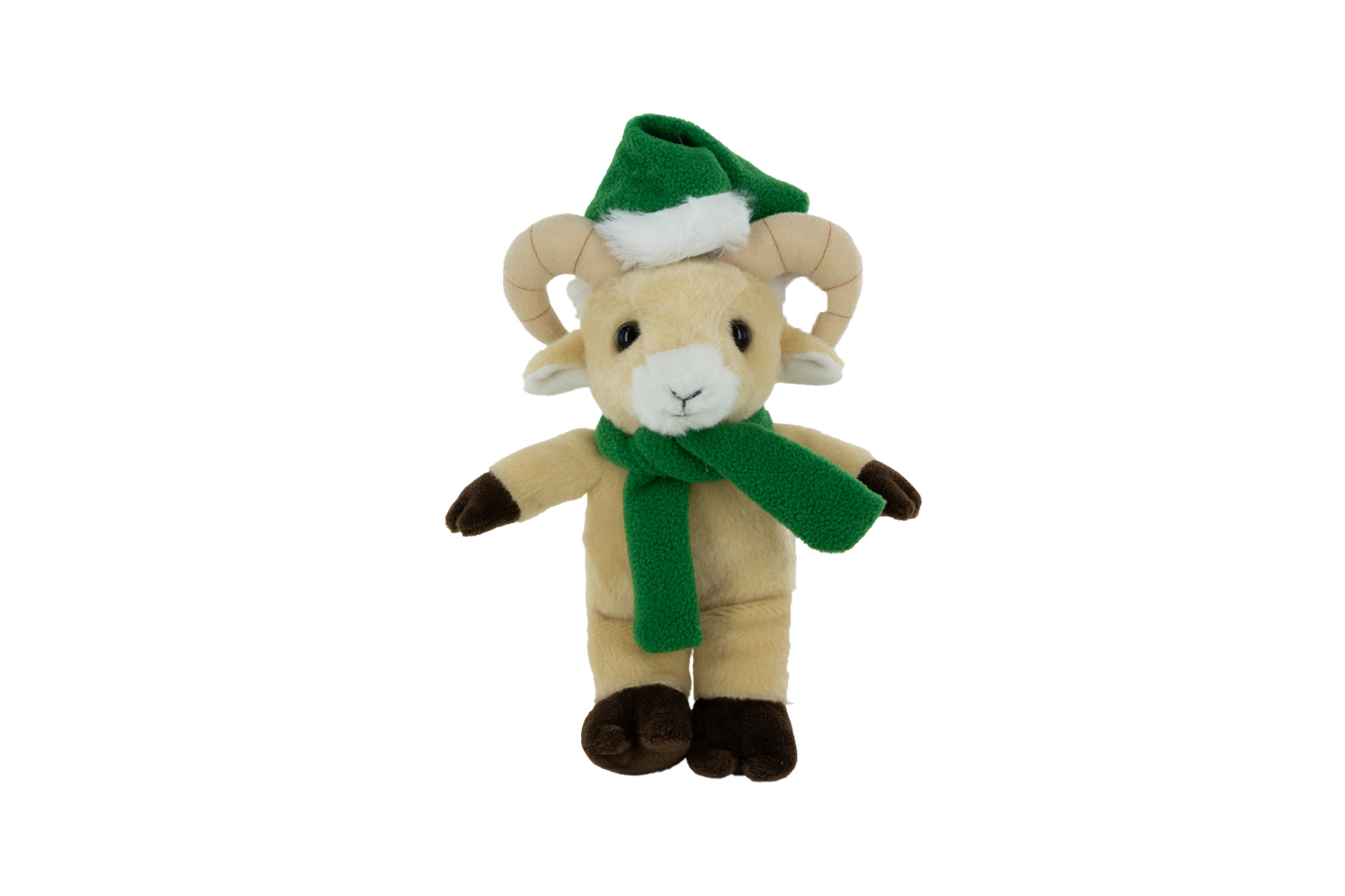 Plush Ram with Christmas Hat & Scarf