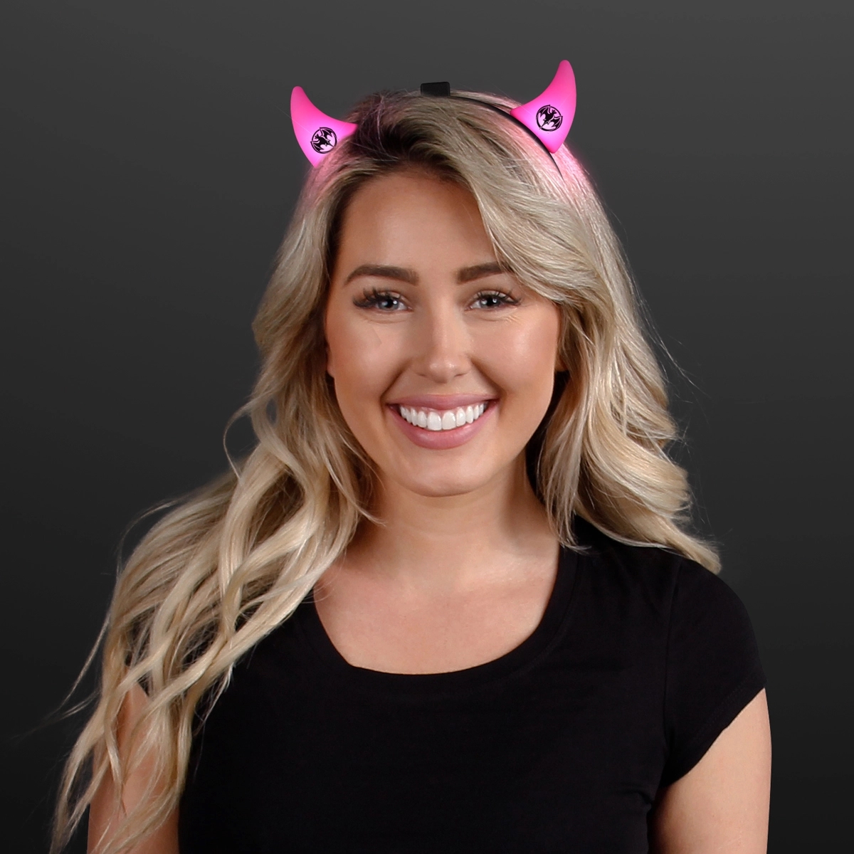 Hot Pink Devil Horns with LEDs 3