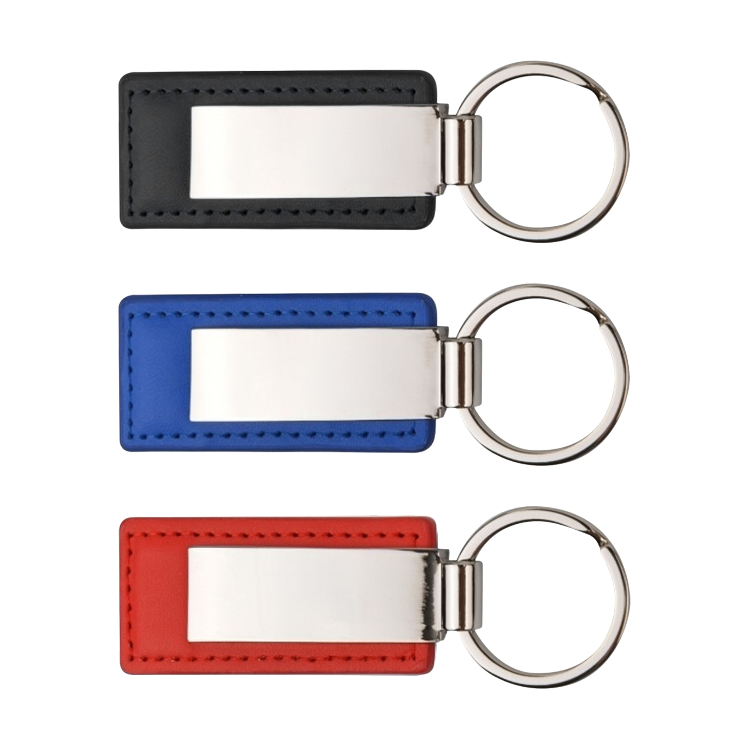 Leatherette with Rectangular Metal Shiny Key Tag 4