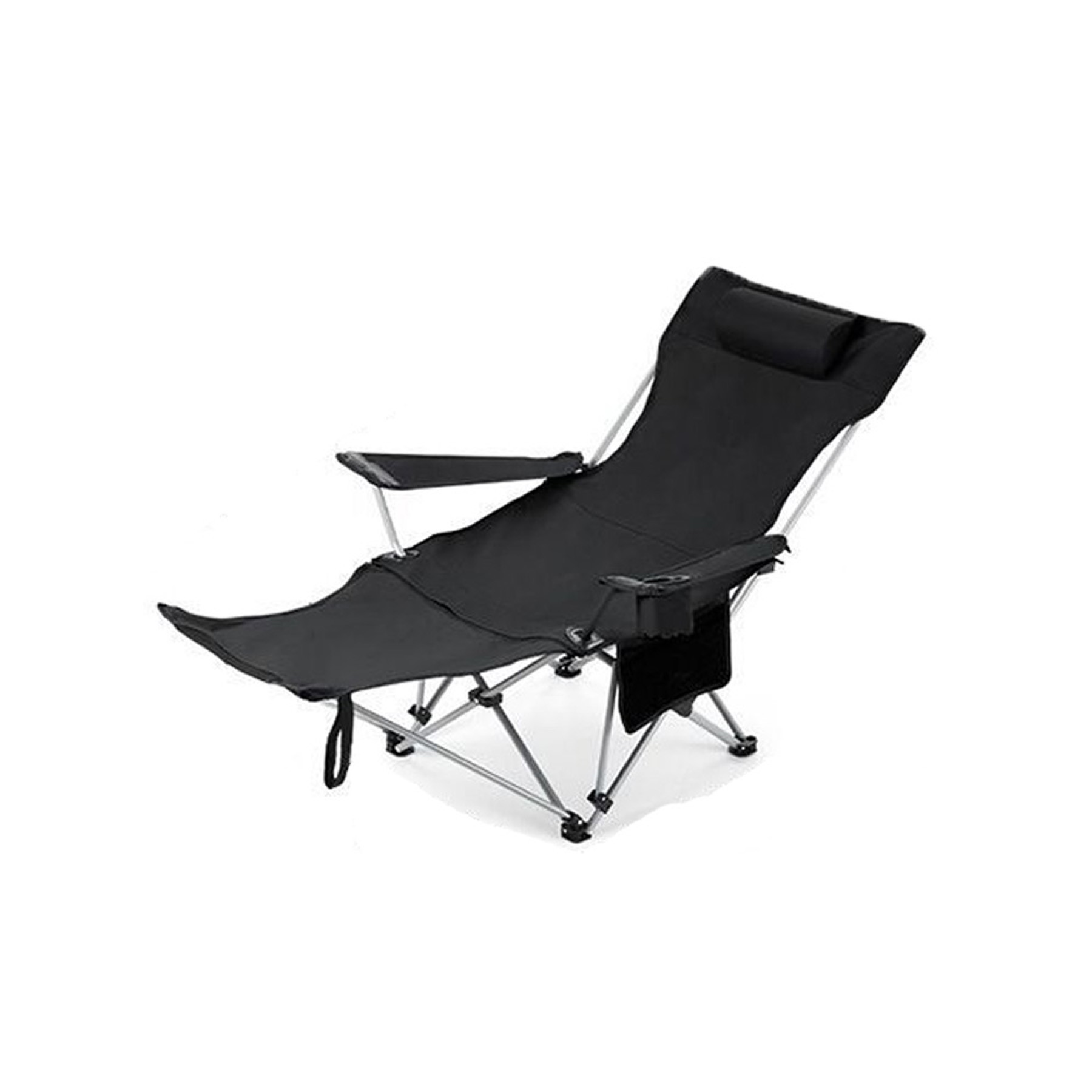 Outdoor Folding Recliner With Side Pocket And Cup Holder 2