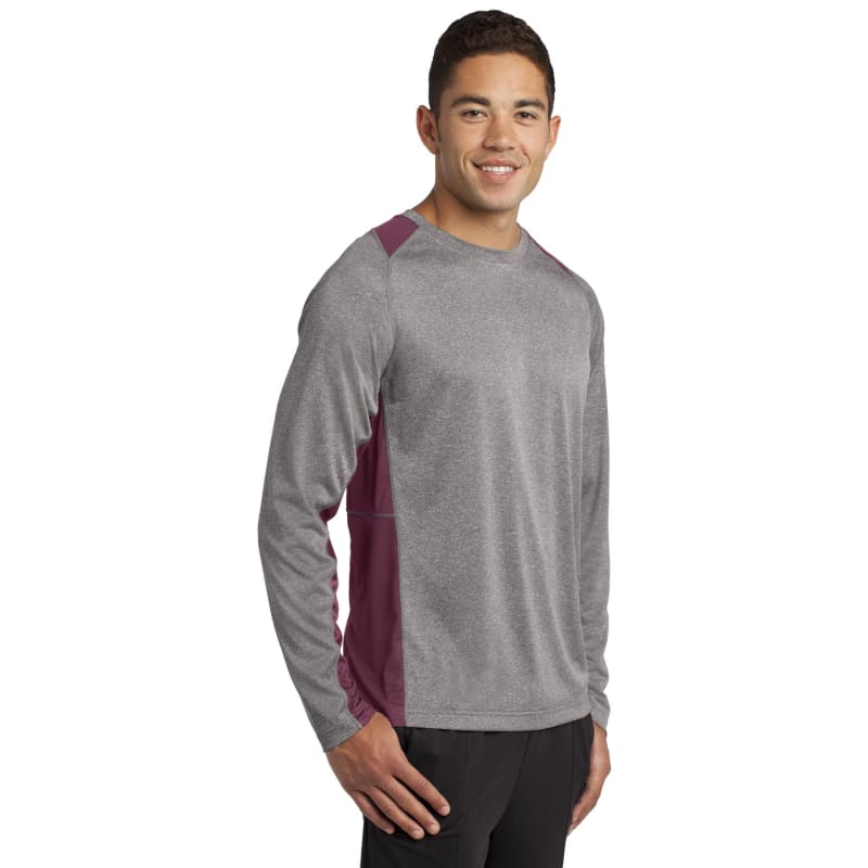 Sport-Tek Long Sleeve Heather Colorblock Contender Tee. 52
