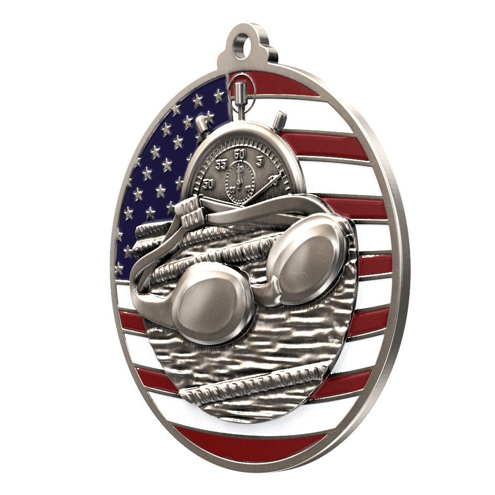 Swimming Patriotic Medallion (2-3/4") 7