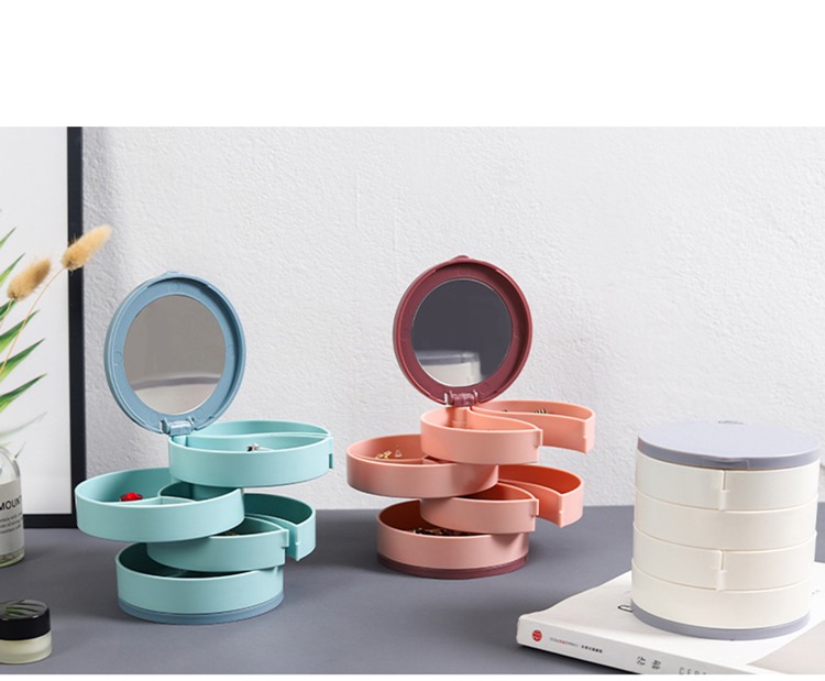 Four-layer 360-degree rotating jewelry box on the desktop 5