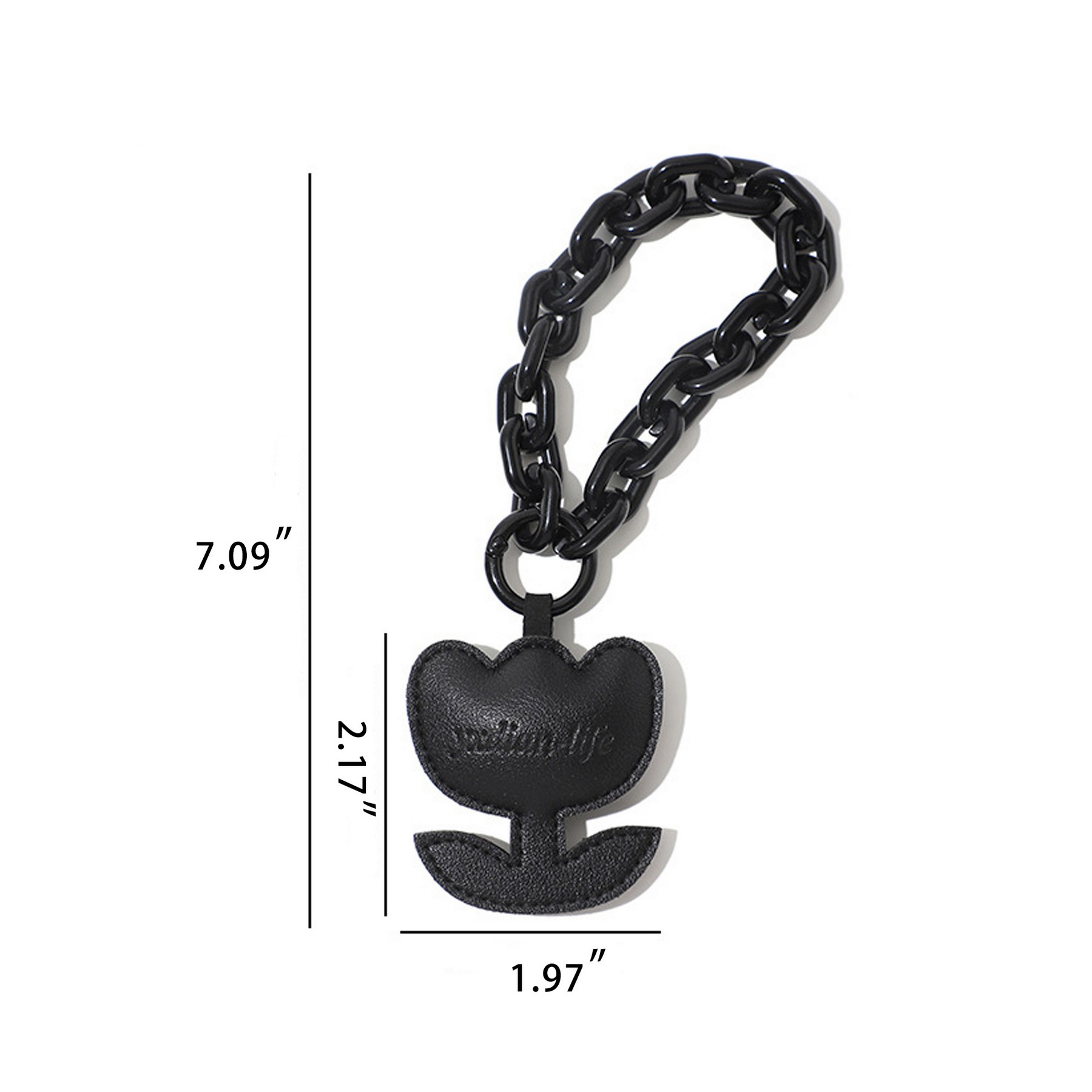 Black Chain Leather Keychain 7