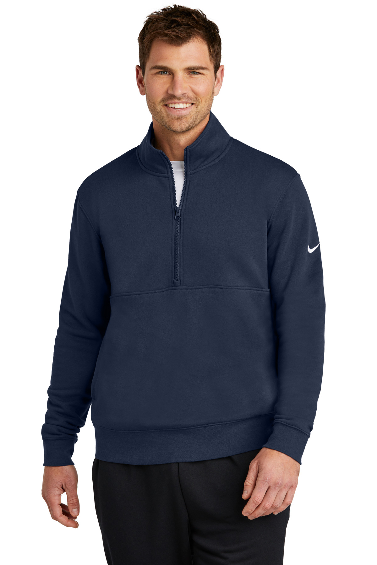 Nike Club Fleece Sleeve Swoosh 1/2-Zip NKDX6718, custom hoodie or sweatshirt with logo imprint 35