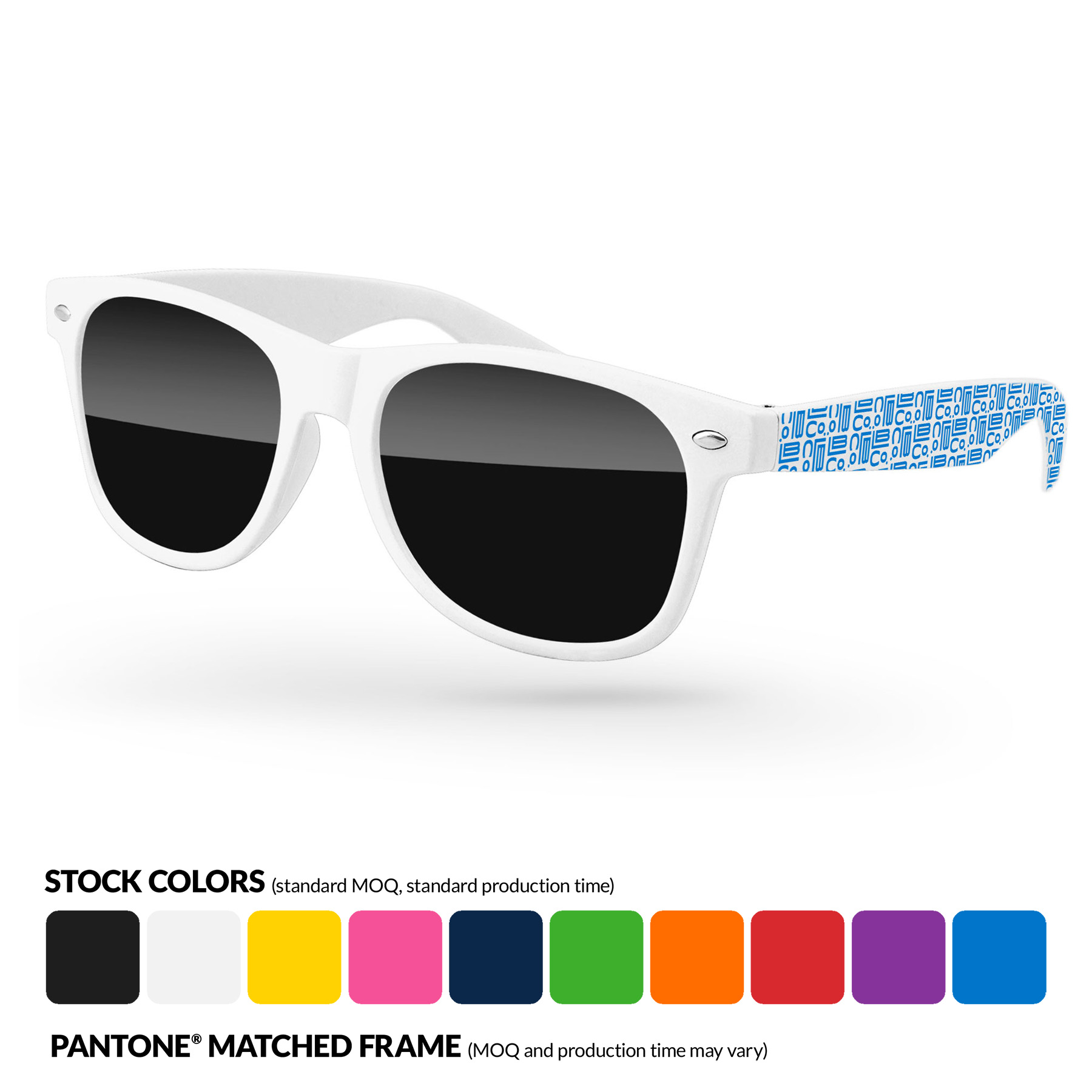 Retro Sunglasses w/1 Color Extended Arms Imprint 12