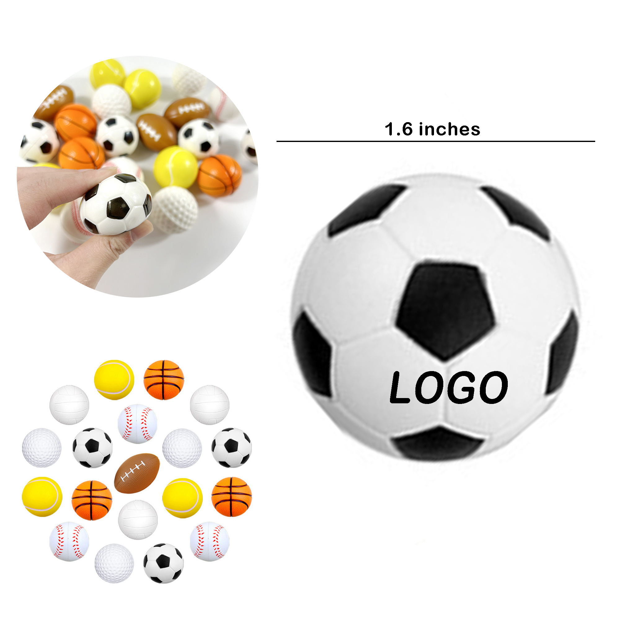 Mini Sports Stress Ball - 1.6 Inch PU Foam 5