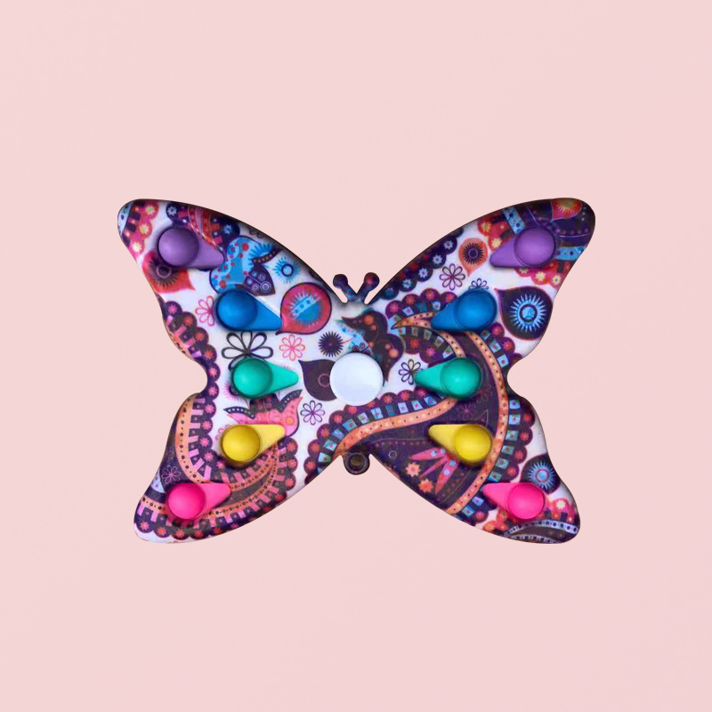 Butterfly-Shaped Kids Rotating Fidget Pop It w/10 Bubbles 6