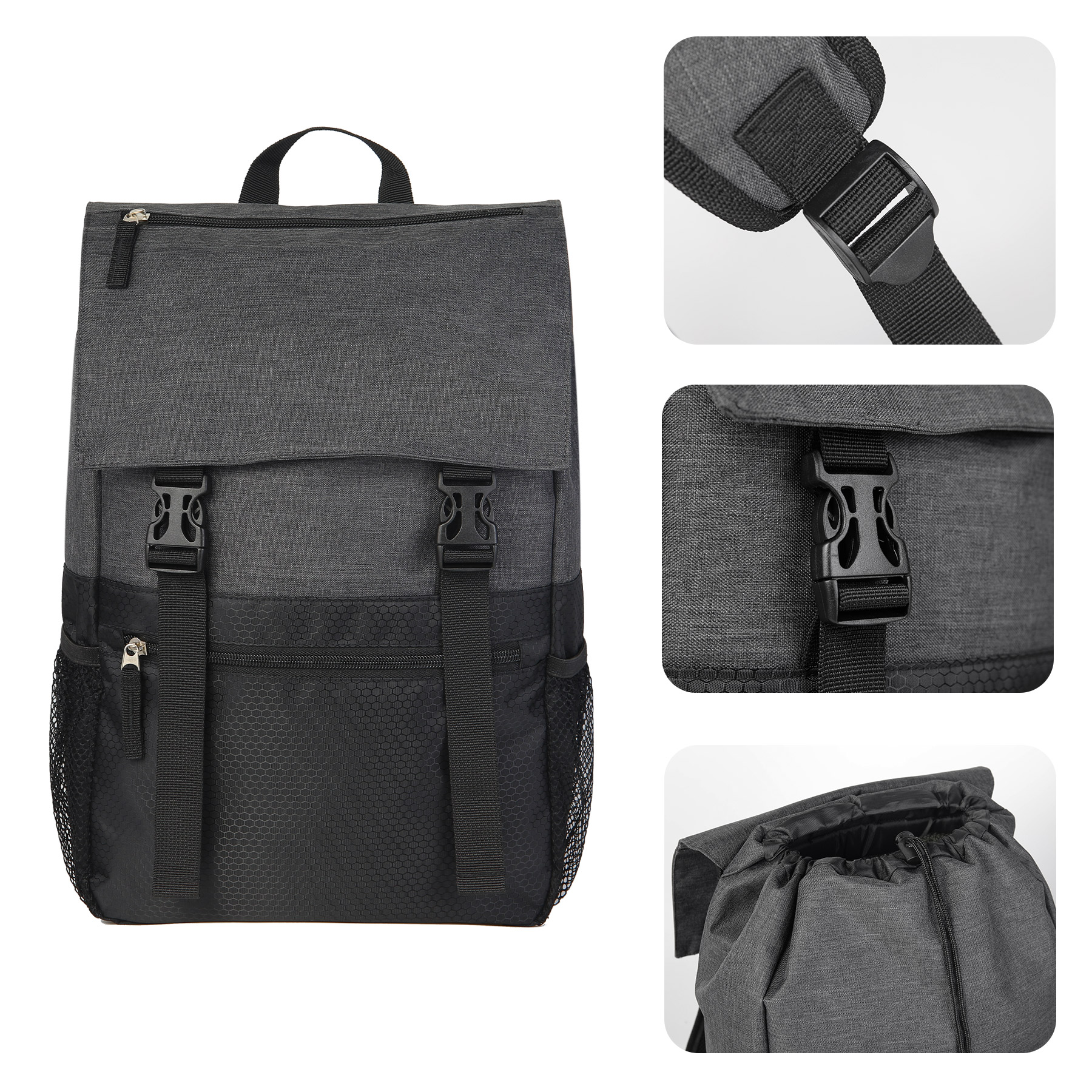 Heathered Flip Top Rucksack Backpack 3