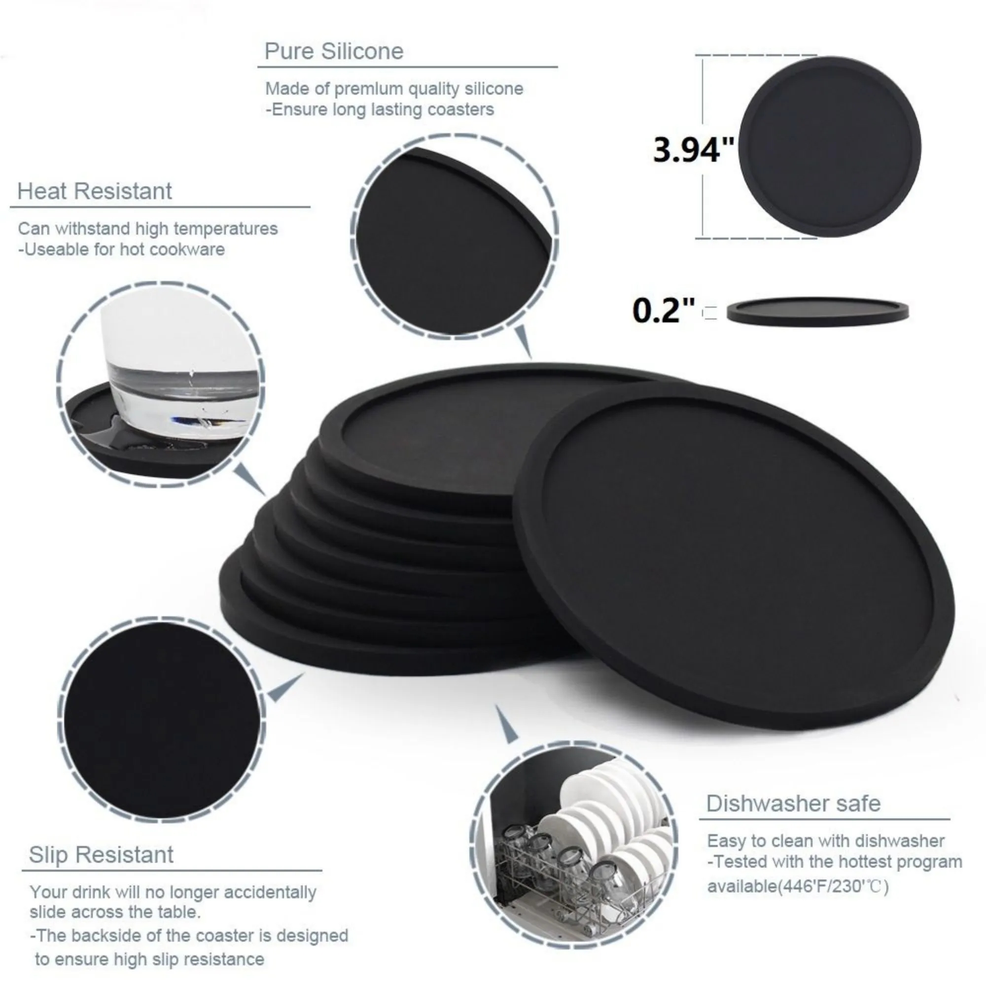 Silicone Coaster Set of 4 with Holder 3