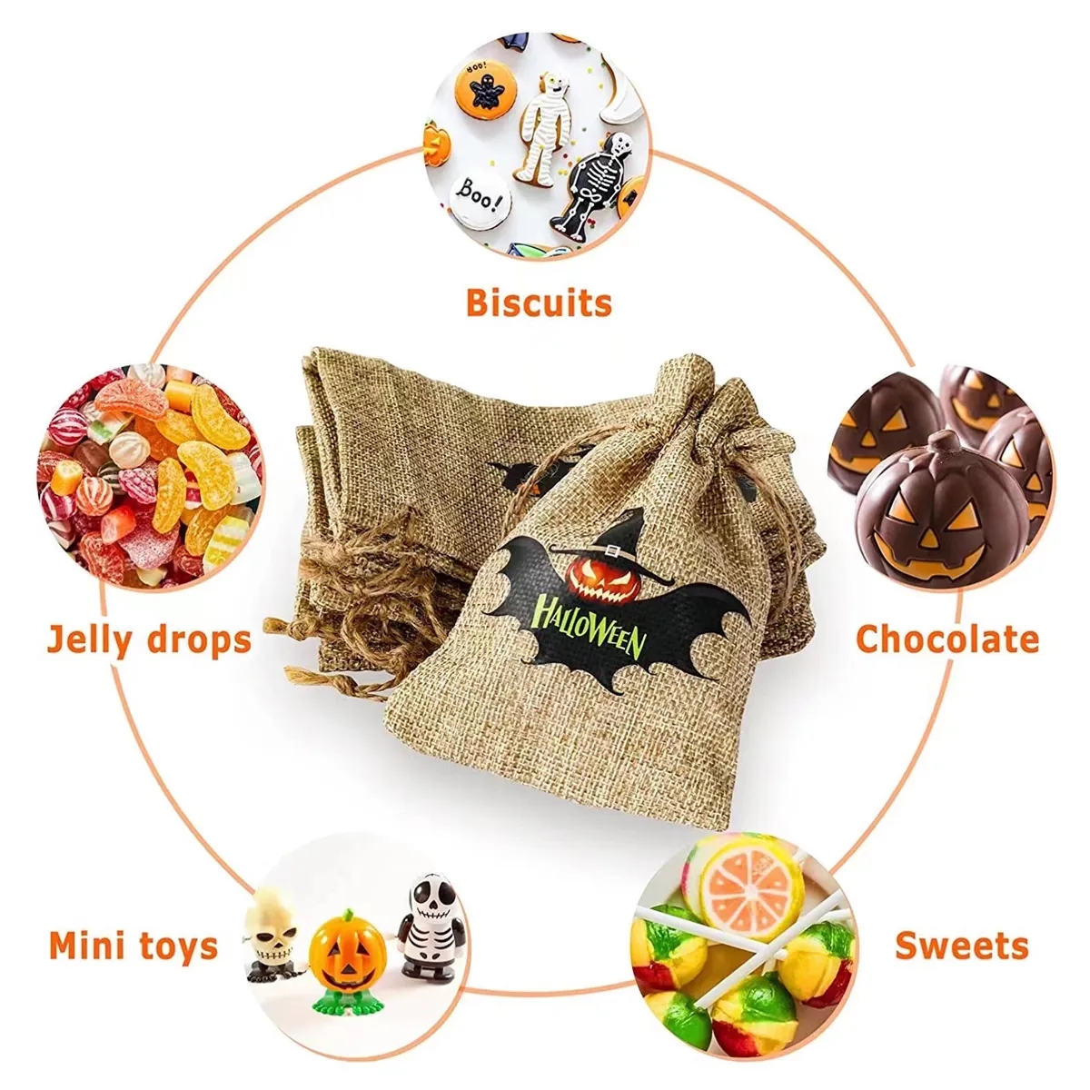 Halloween Burlap Treat Bags With Drawstring 2