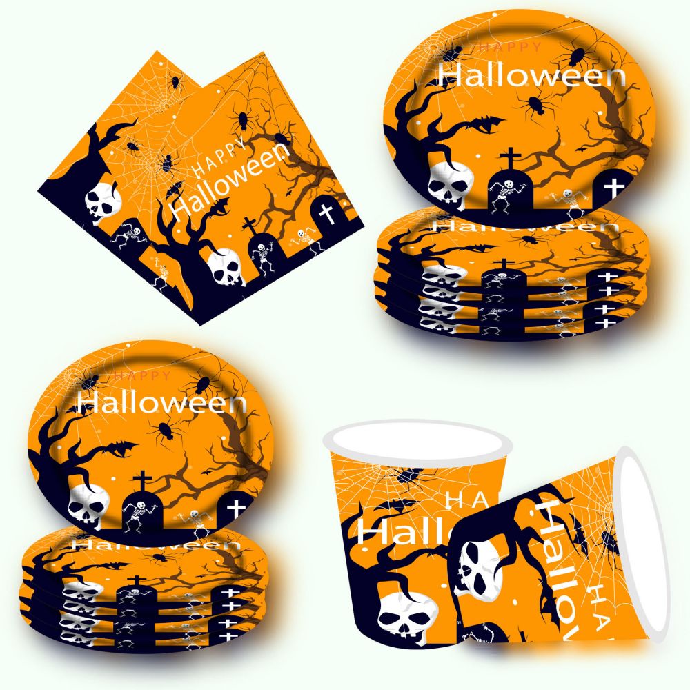 Halloween themed party Disposable tableware paper tray and cup 1