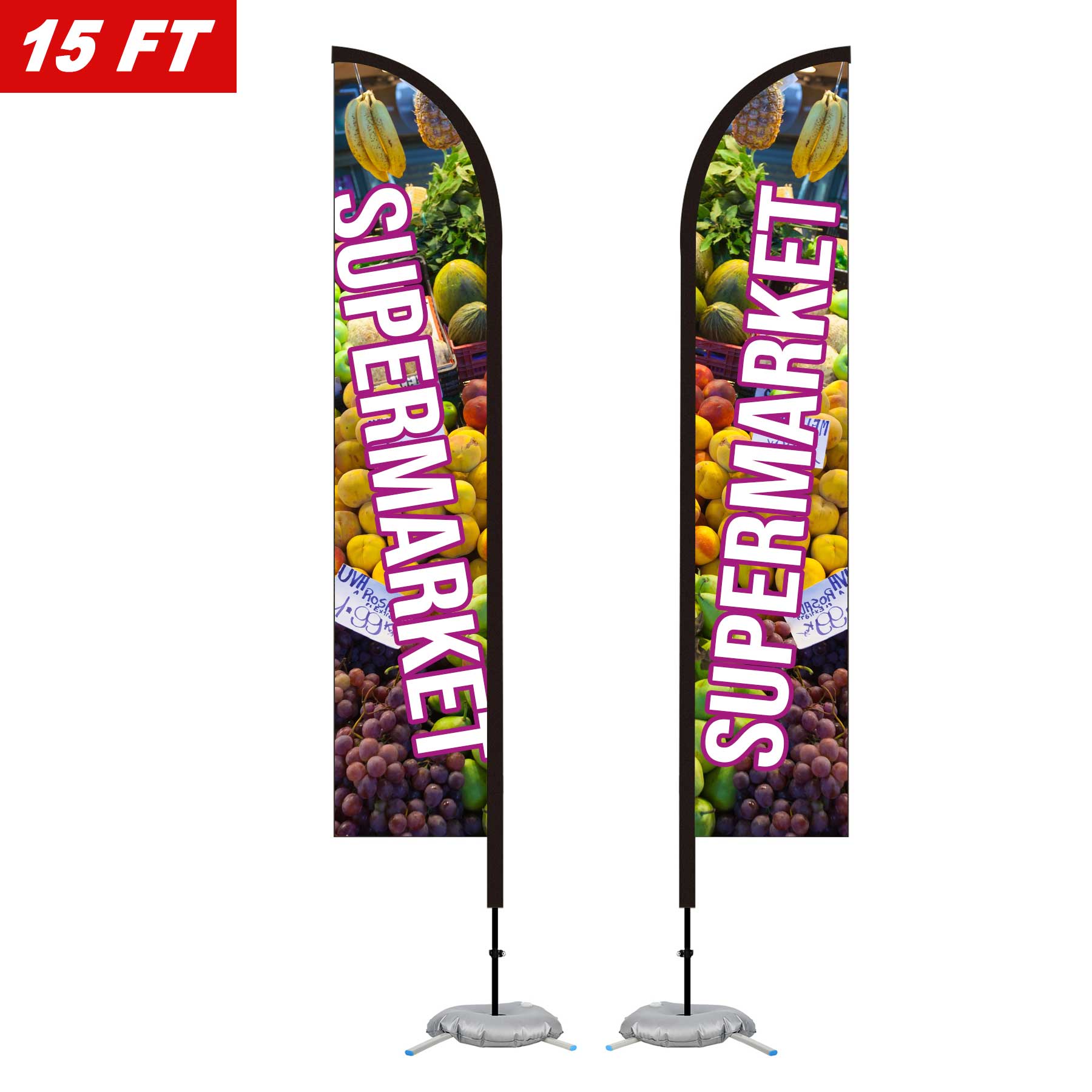 15' Feather Flag Kit-Double Sided With Cross Base&Water Bag 5