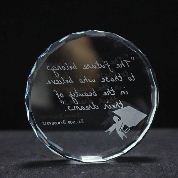 Round Faceted Crystal Paperweight 2