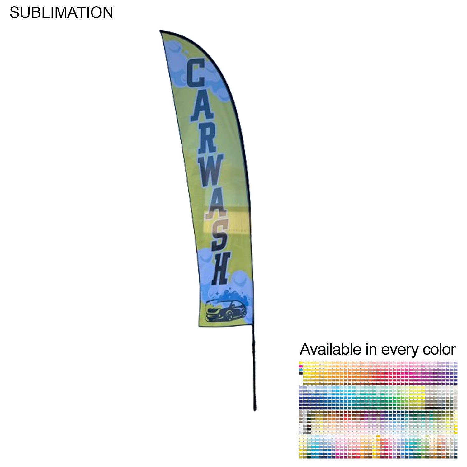 72 Hr Fast Ship - 13' Medium Feather Flag Kit, Full Color Graphics One Side, Spike and Bag Included. 3