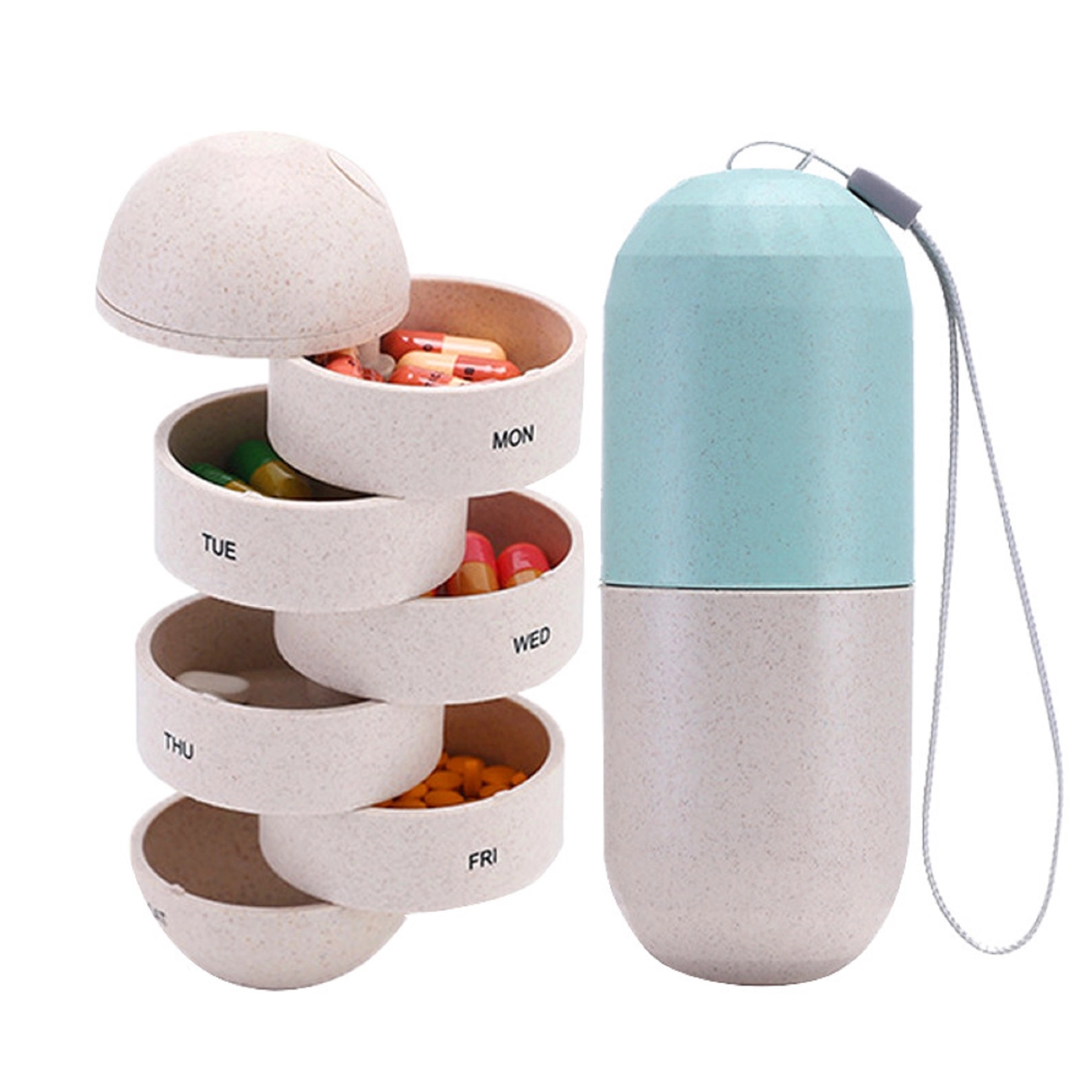 Capsule Shaped 7 Layer Storage Pill Box 2