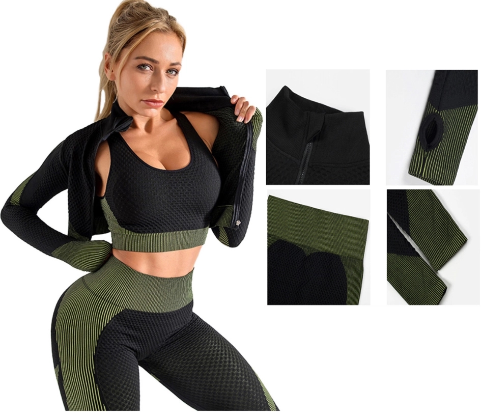 Seamless yoga suit female autumn and winter three sets 3