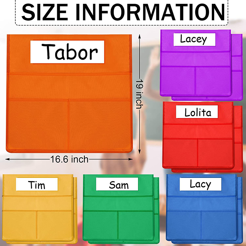 Classroom Chair Pocket Organizers W/ Name Tag 8