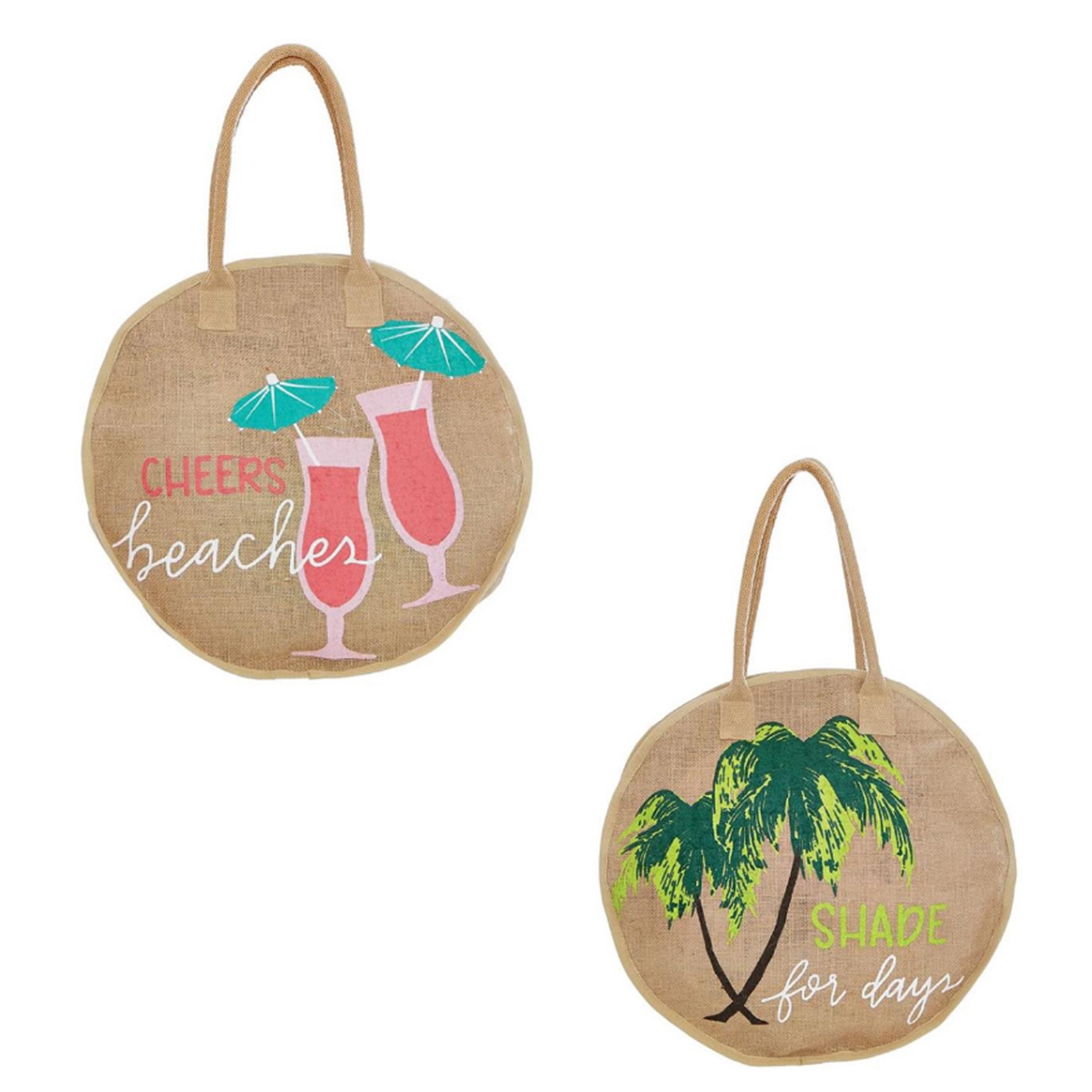 Color Printed Jute Round Beach Bag Summer, custom tote bag with logo imprint 3