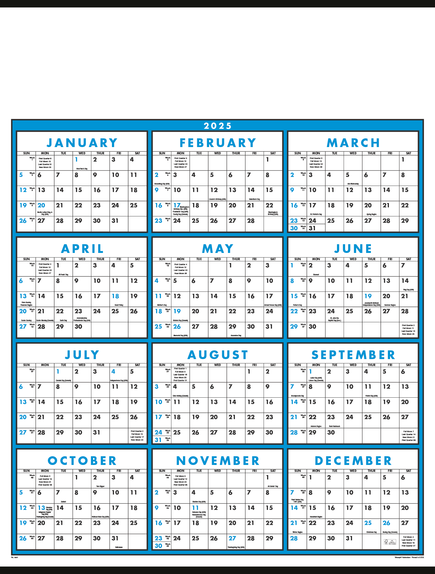 Triumph® Calendars Black & White Span-A-Year Non-Laminated Calendar 35