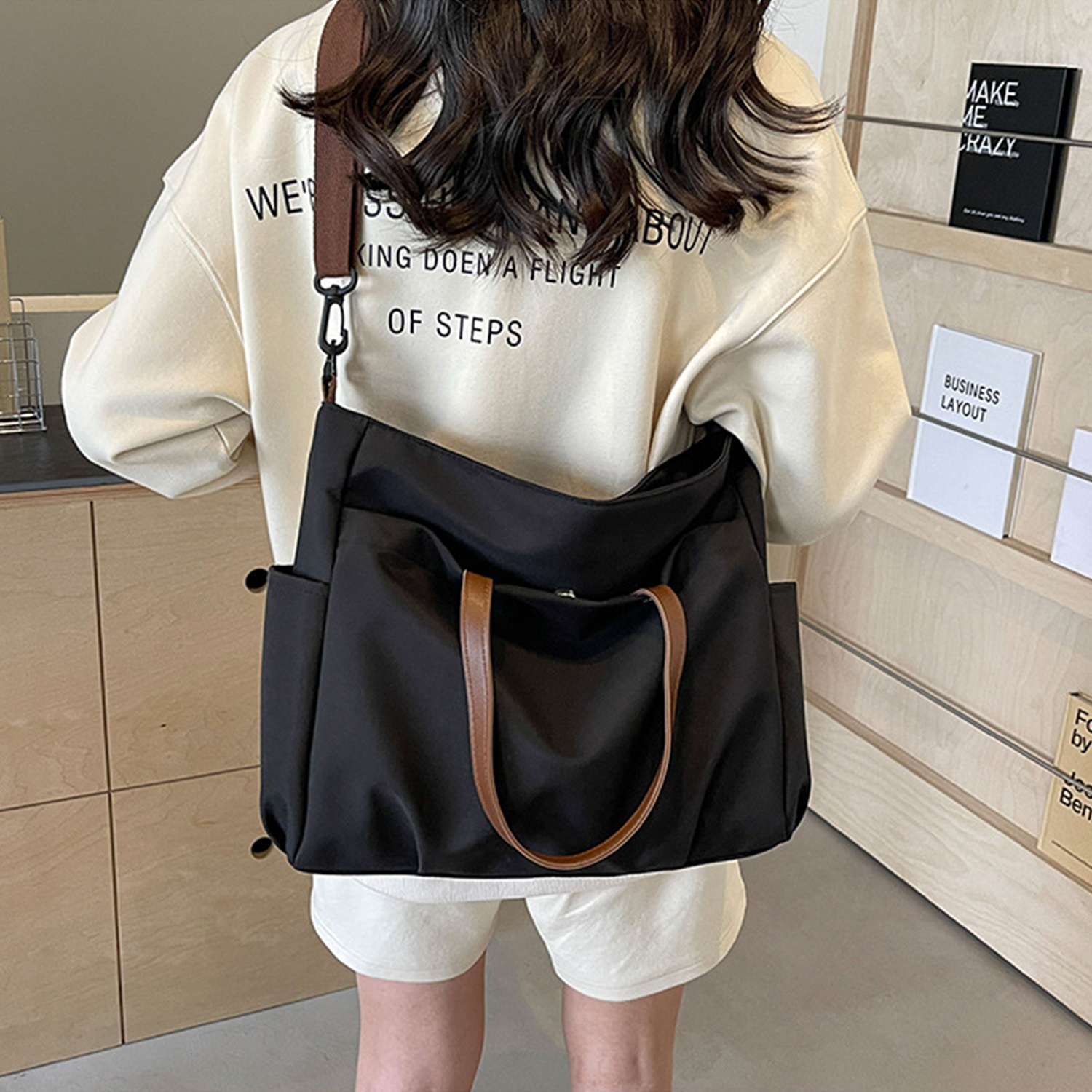Large Capacity Canvas Shoulder Tote Bag, custom tote bag with logo imprint 11