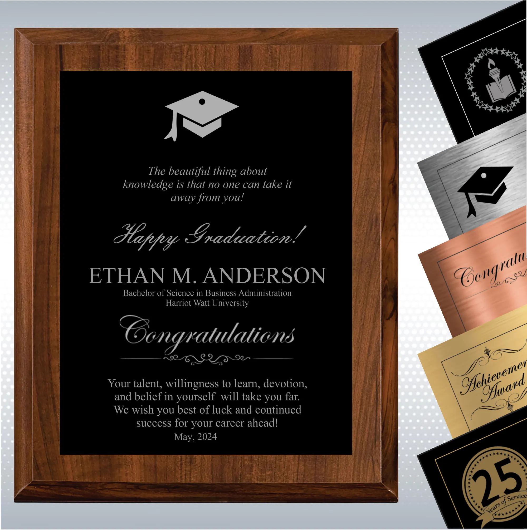 Cherry Finish Graduation Gift Plaque Award 20