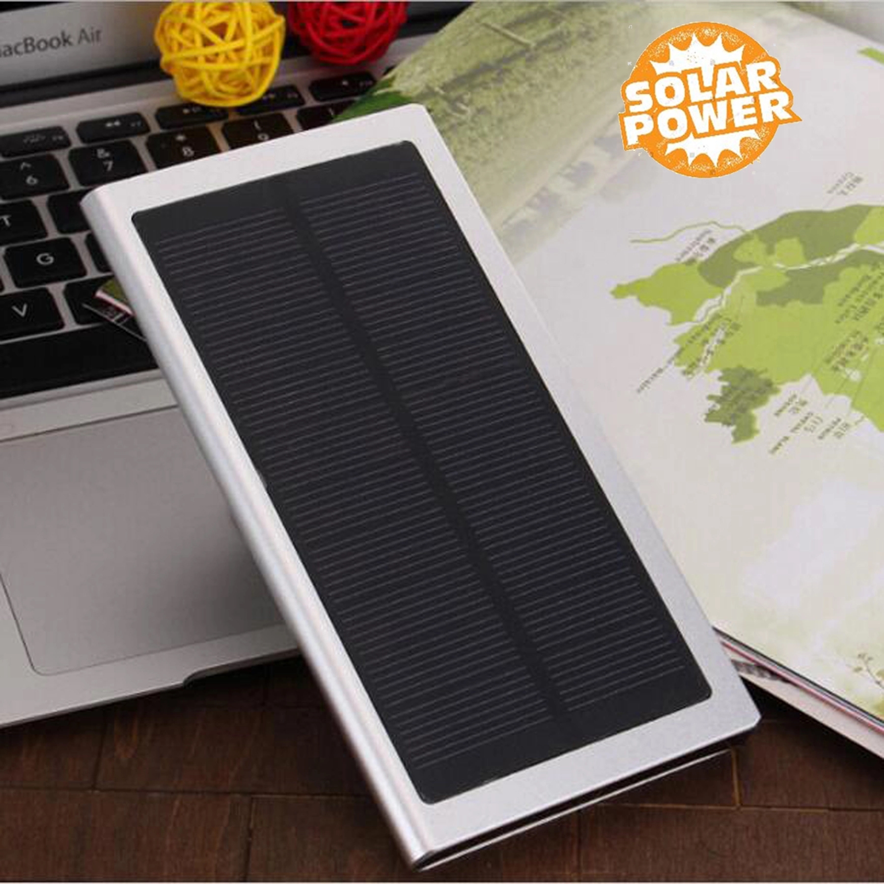 Slim Aluminum Solar Power Bank with 8000mAh Battery 6