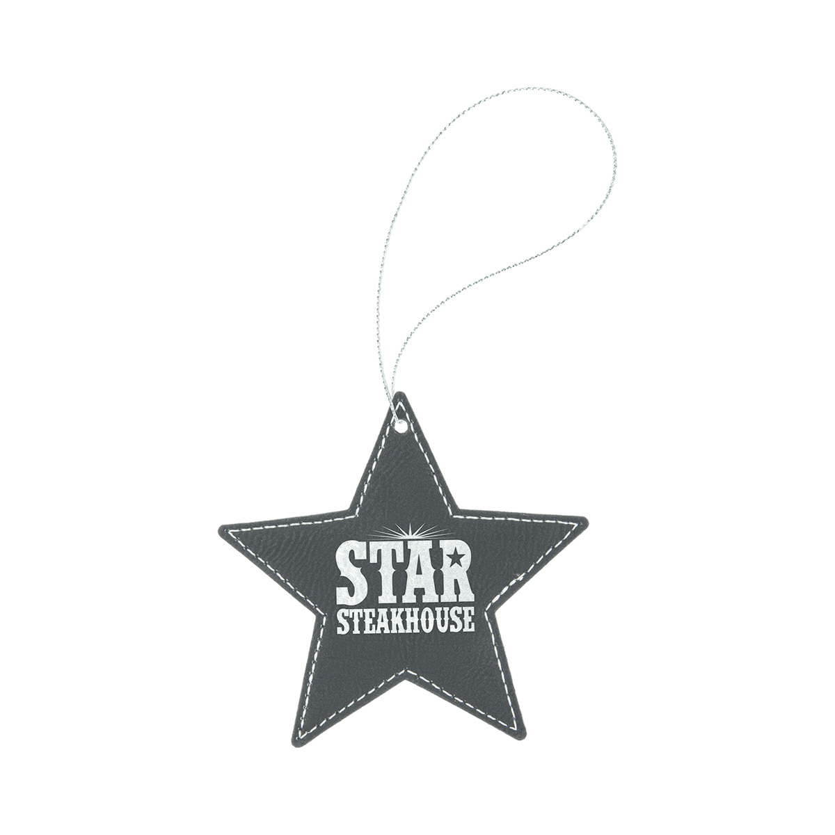 Black/Silver Leatherette Star Ornament
