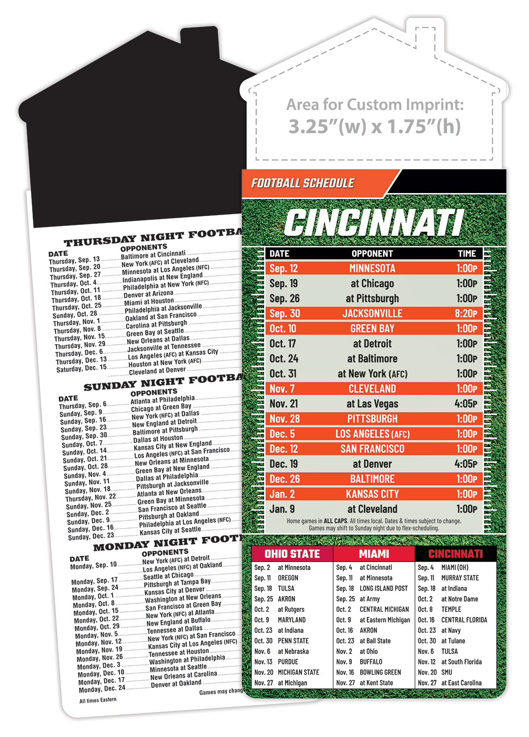 Magna-Card House Shape Magnet Football Schedules (3.5x9)