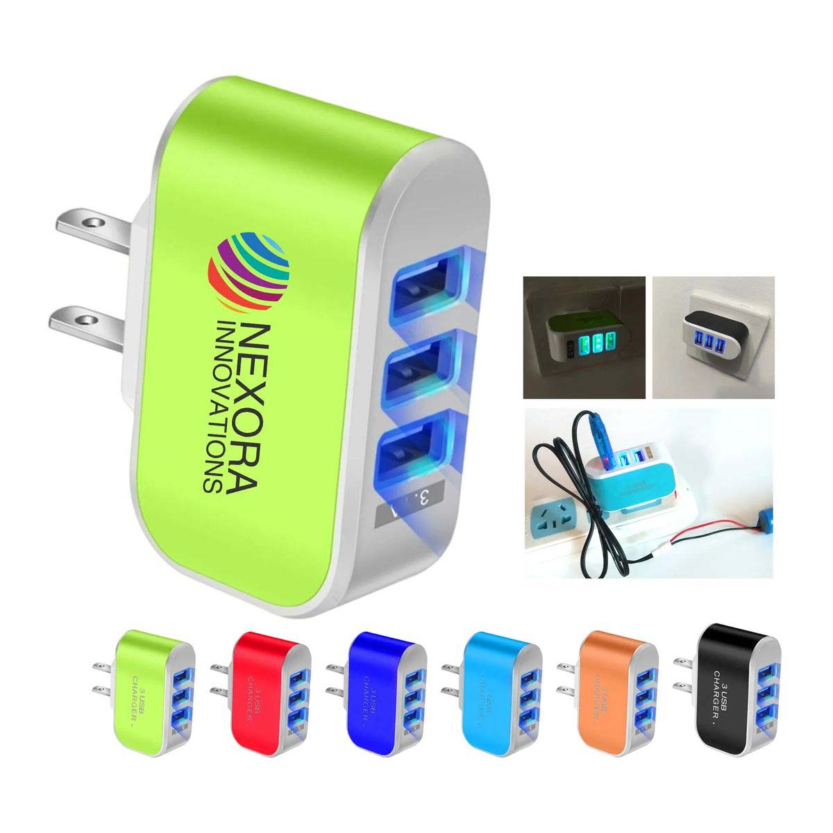 Portable LED USB Charger with Three Outlets 5