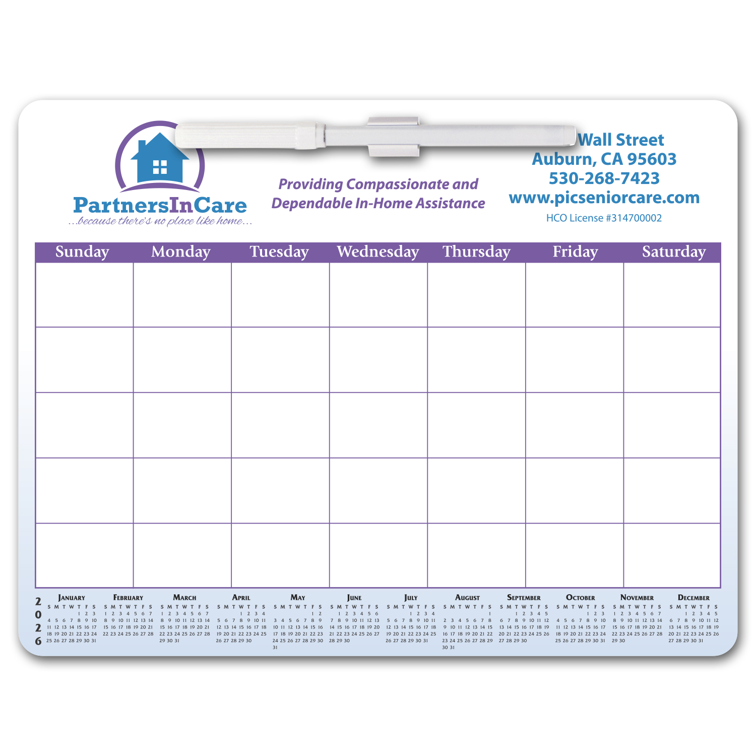 Memo Board Calendar w/ Mag 3